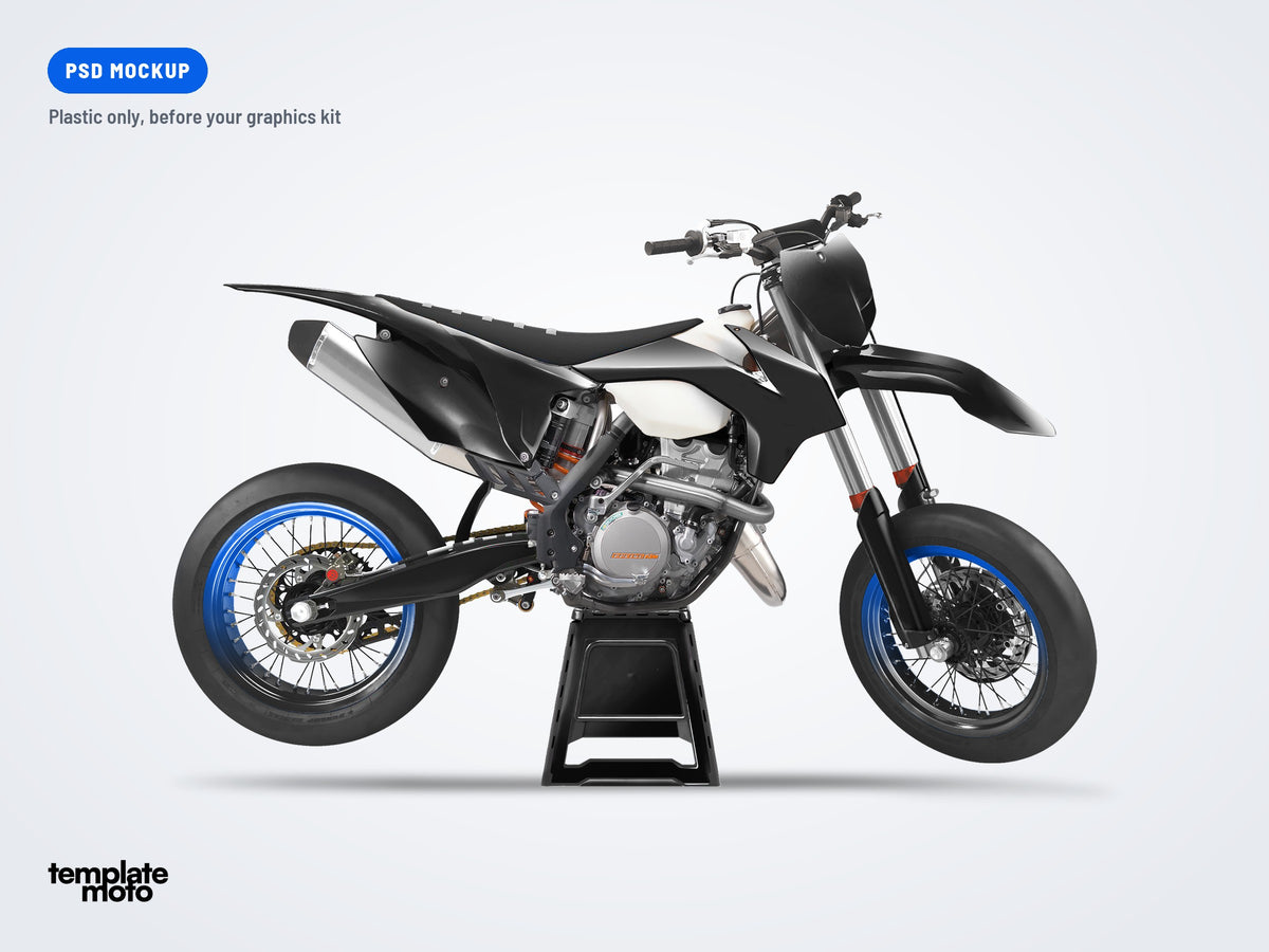 The same KTM SX SXF 2013-2015 and EXC 2014-2016 mockup, plastic only, before the graphics kit