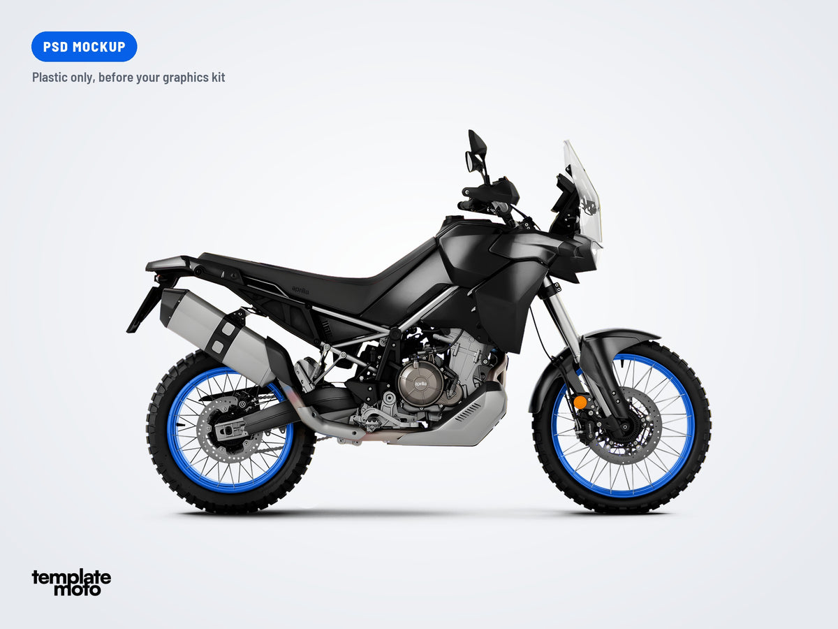 The same Aprilia Tuareg 660 2022-2024 mockup, plastic only, before the graphics kit