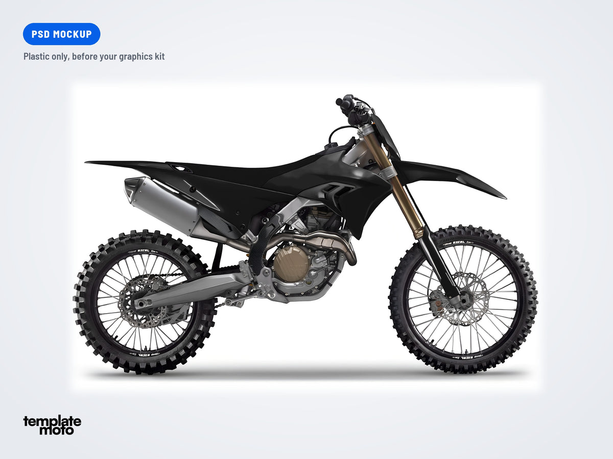 The same Ducati Desmo 450 MX 2025-2026 mockup, plastic only, before the graphics kit