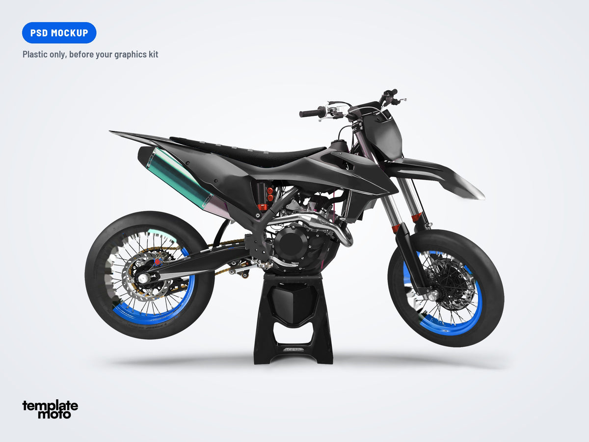 The same KTM SX SXF 2019-2022 and EXC 2020-2023 mockup, plastic only, before the graphics kit