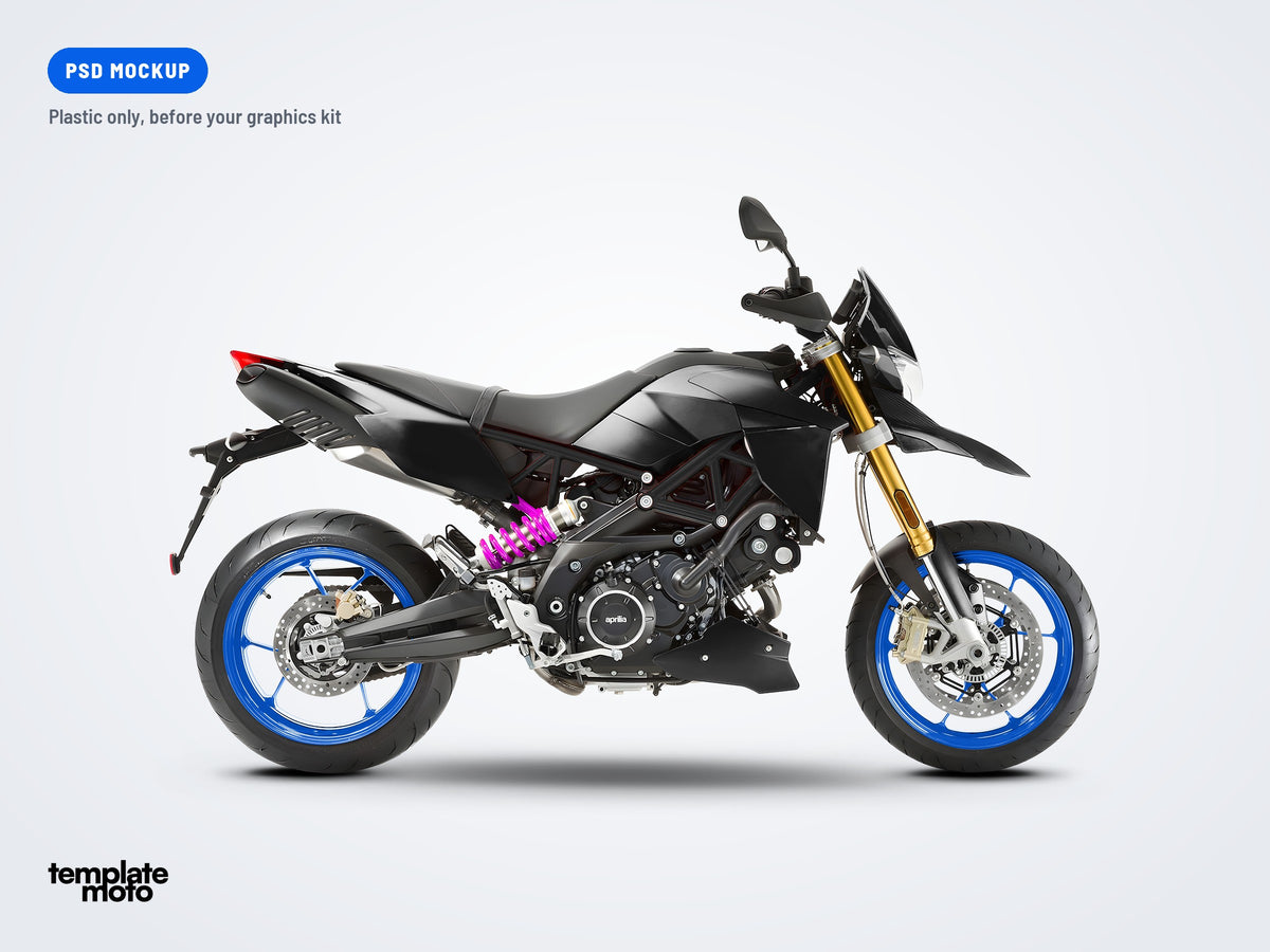 The same Aprilia Dorsoduro 900 2017-2020 mockup, plastic only, before the graphics kit