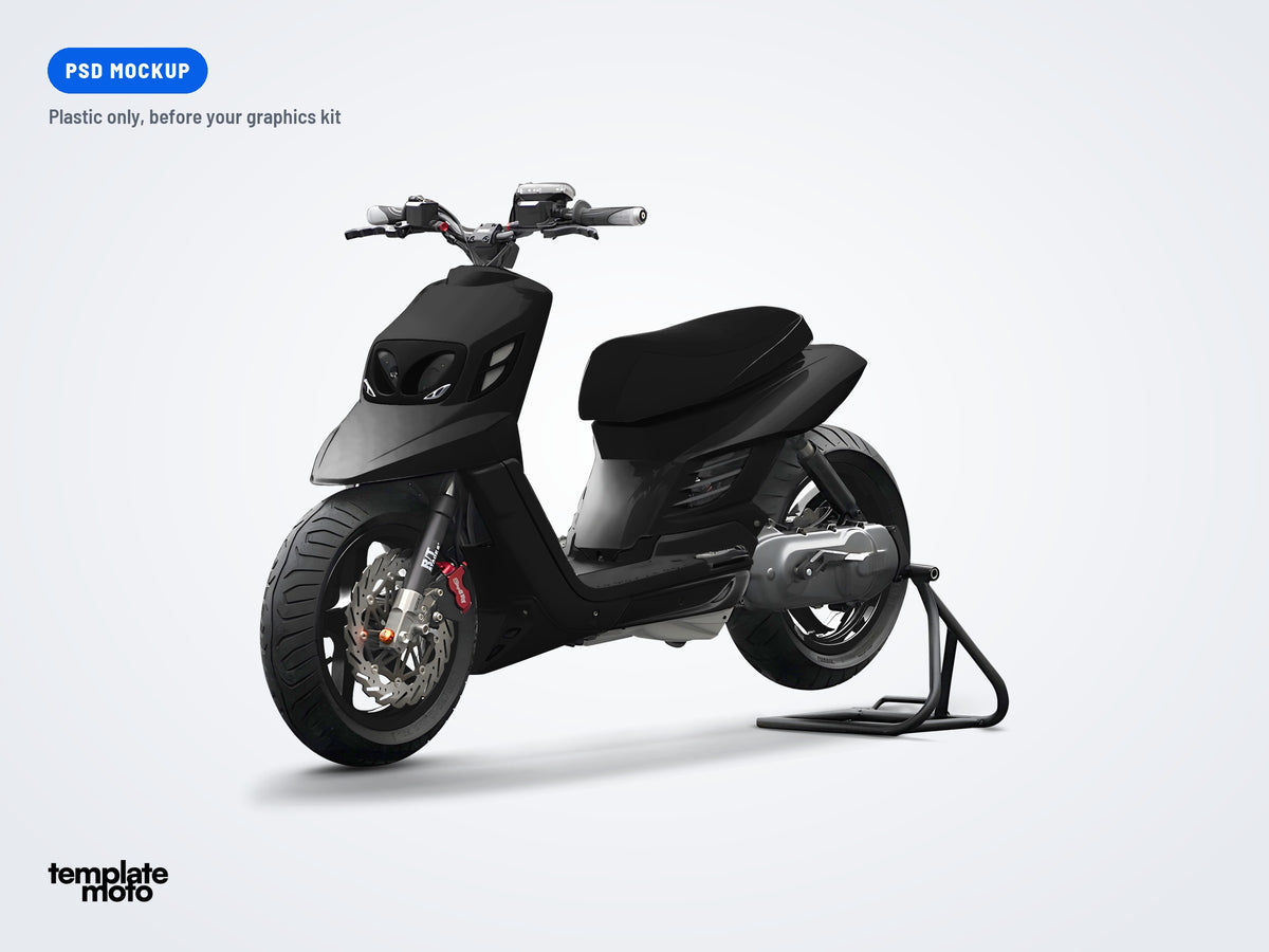 The same MBK Booster and Yamaha BW's mockup, plastic only, before the graphics kit