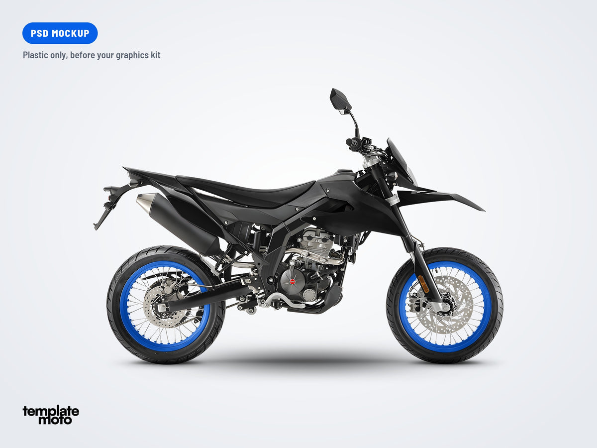 The same Aprilia SX 125 2018-2020 mockup, plastic only, before the graphics kit