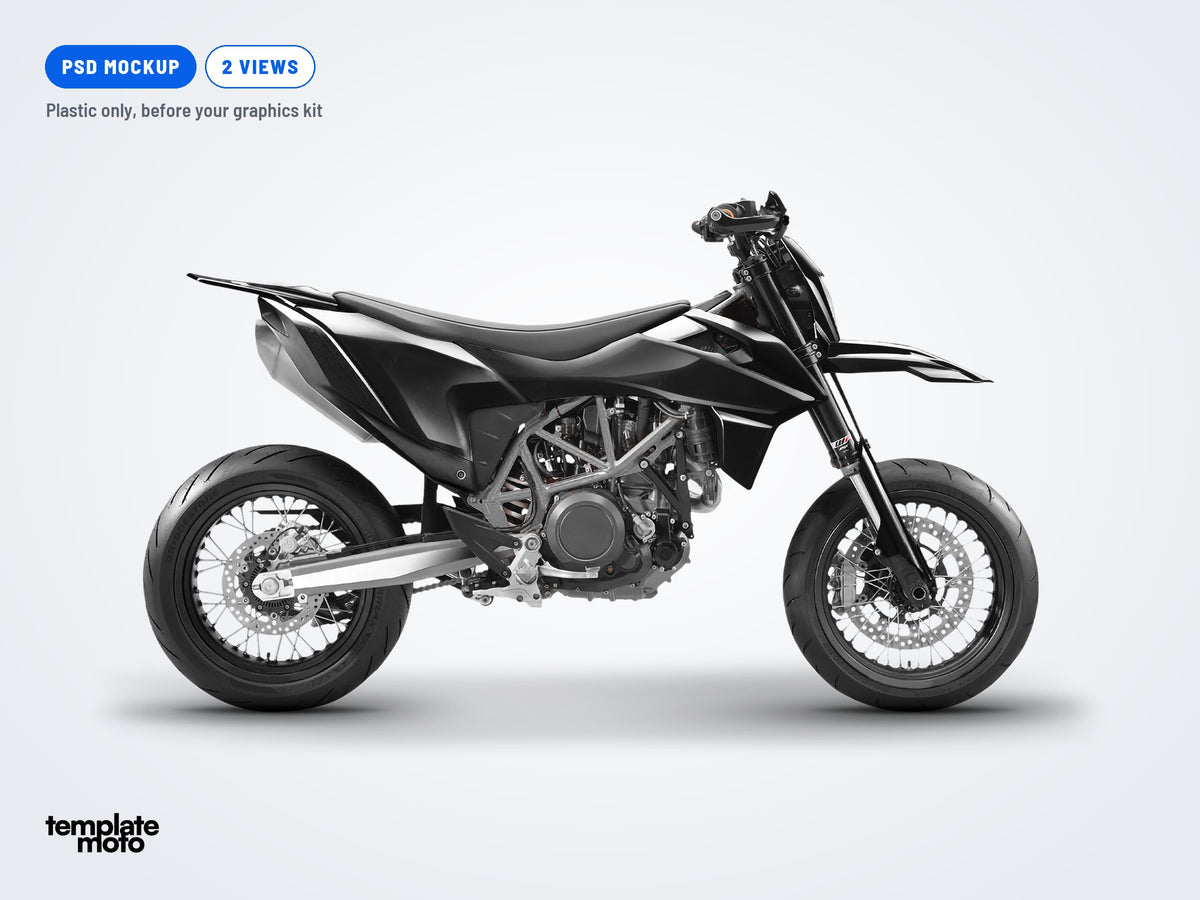 The same KTM 690 SMC R 2019-2024 mockup, plastic only, before the graphics kit
