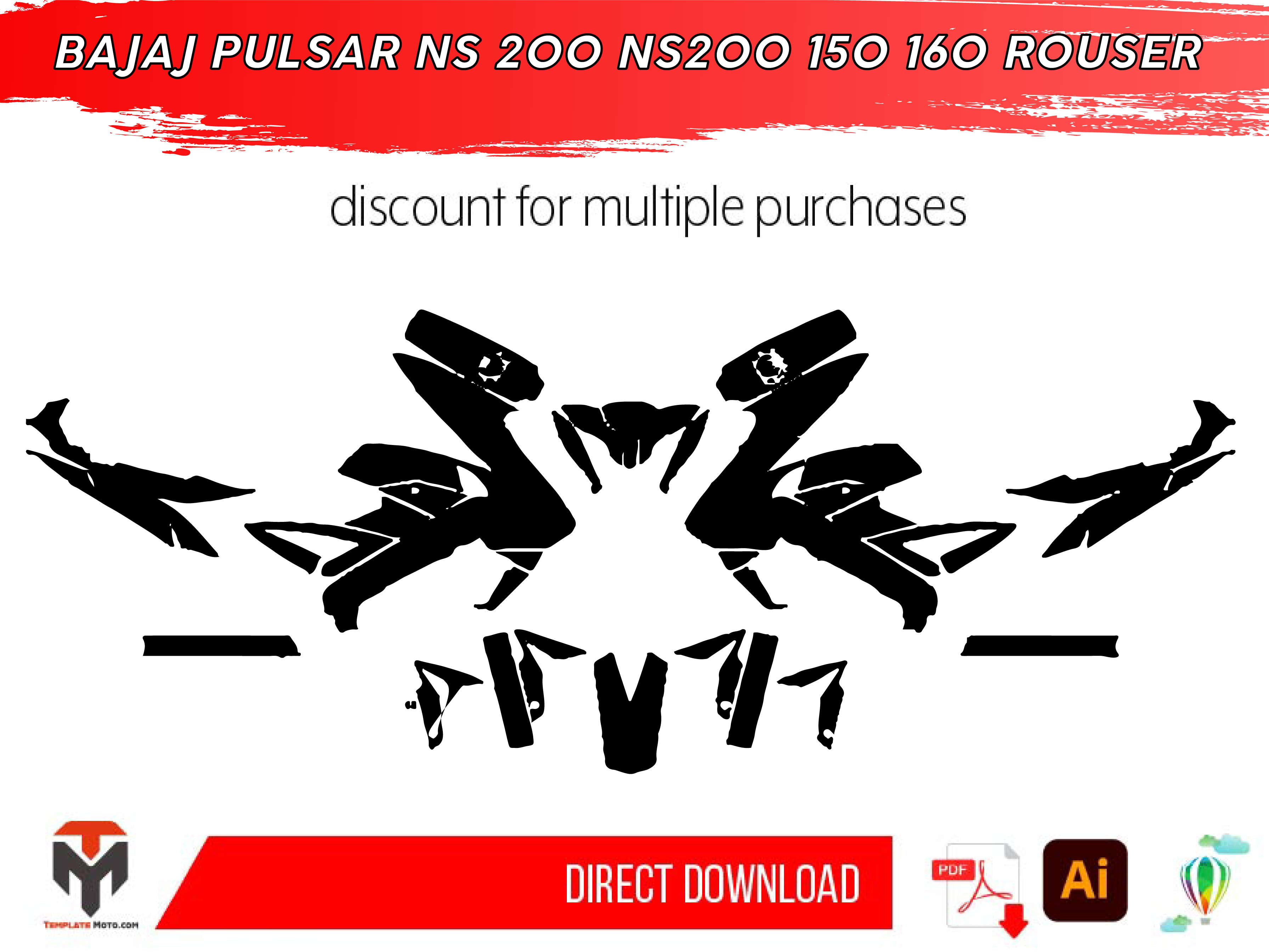 BAJAJ PULSAR NS 200 NS200 150 160 ROUSER Template Vector Graphics