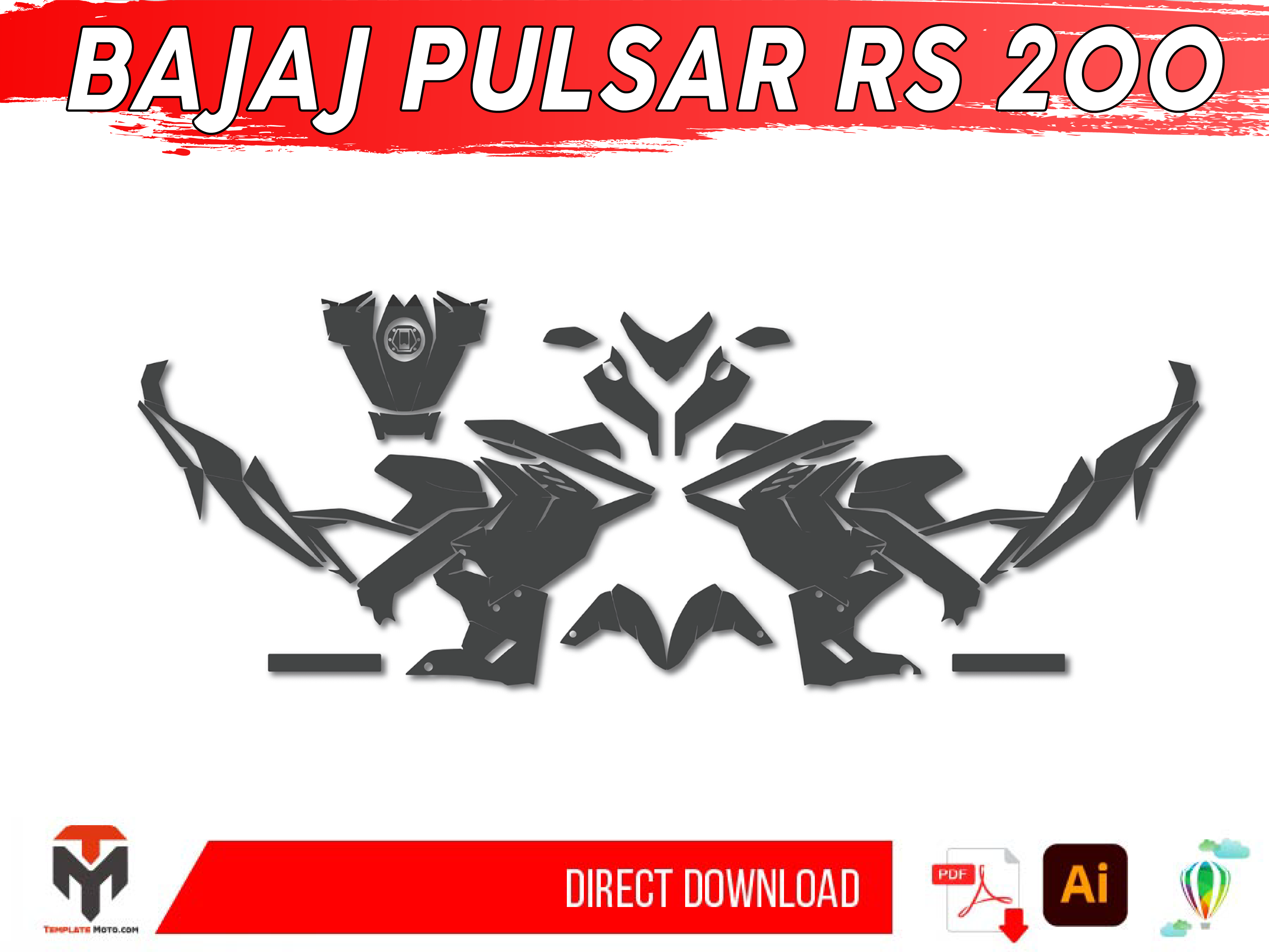 BAJAJ PULSAR RS 200 template vector graphics