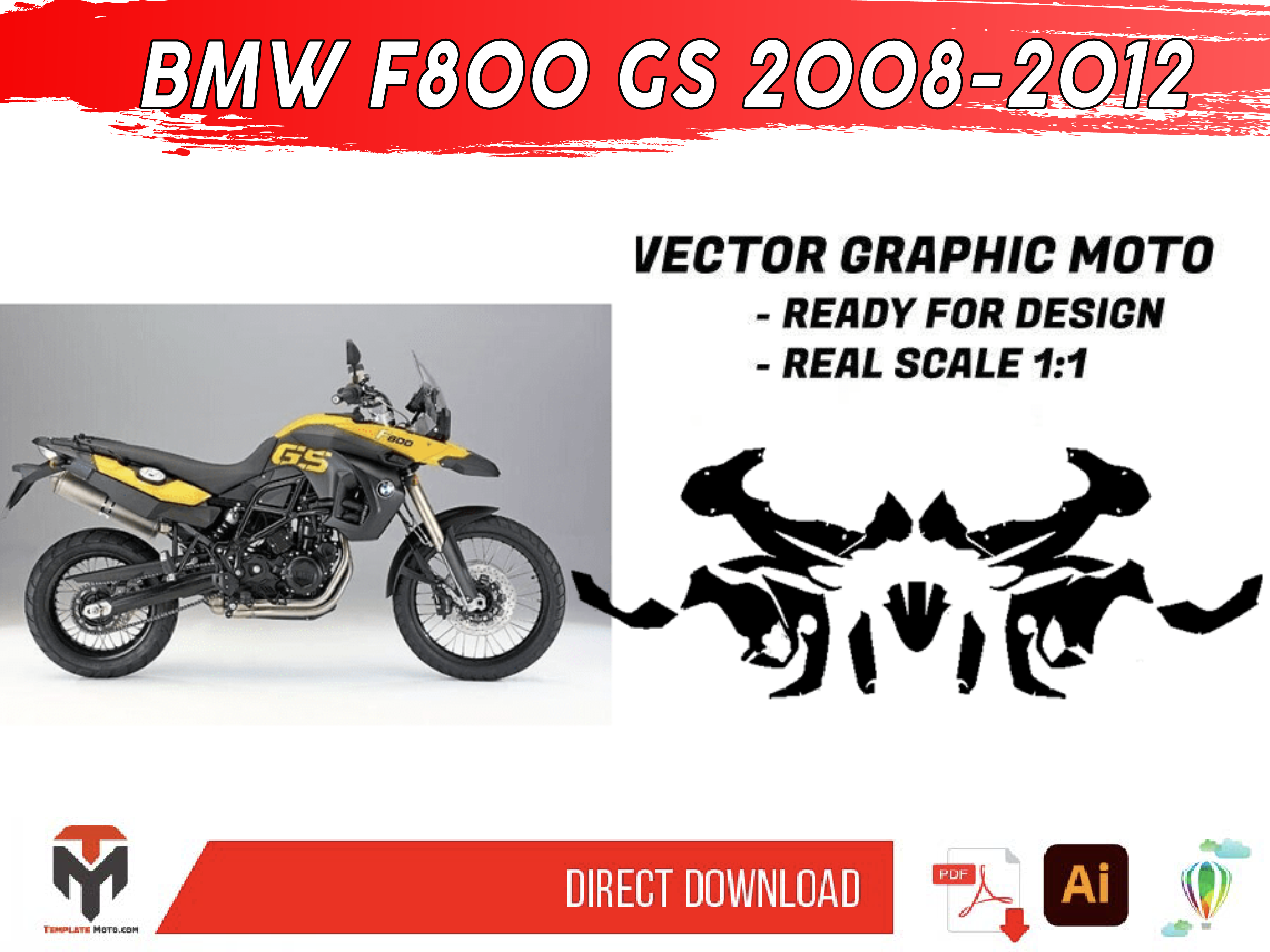 BMW F800 GS 2008-2012 Streetbike Graphics Template Vector