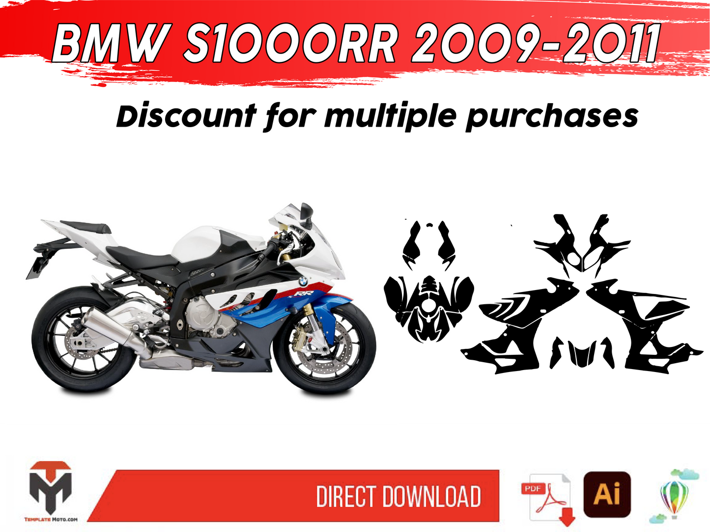 BMW S1000RR 2009-2011 template vector