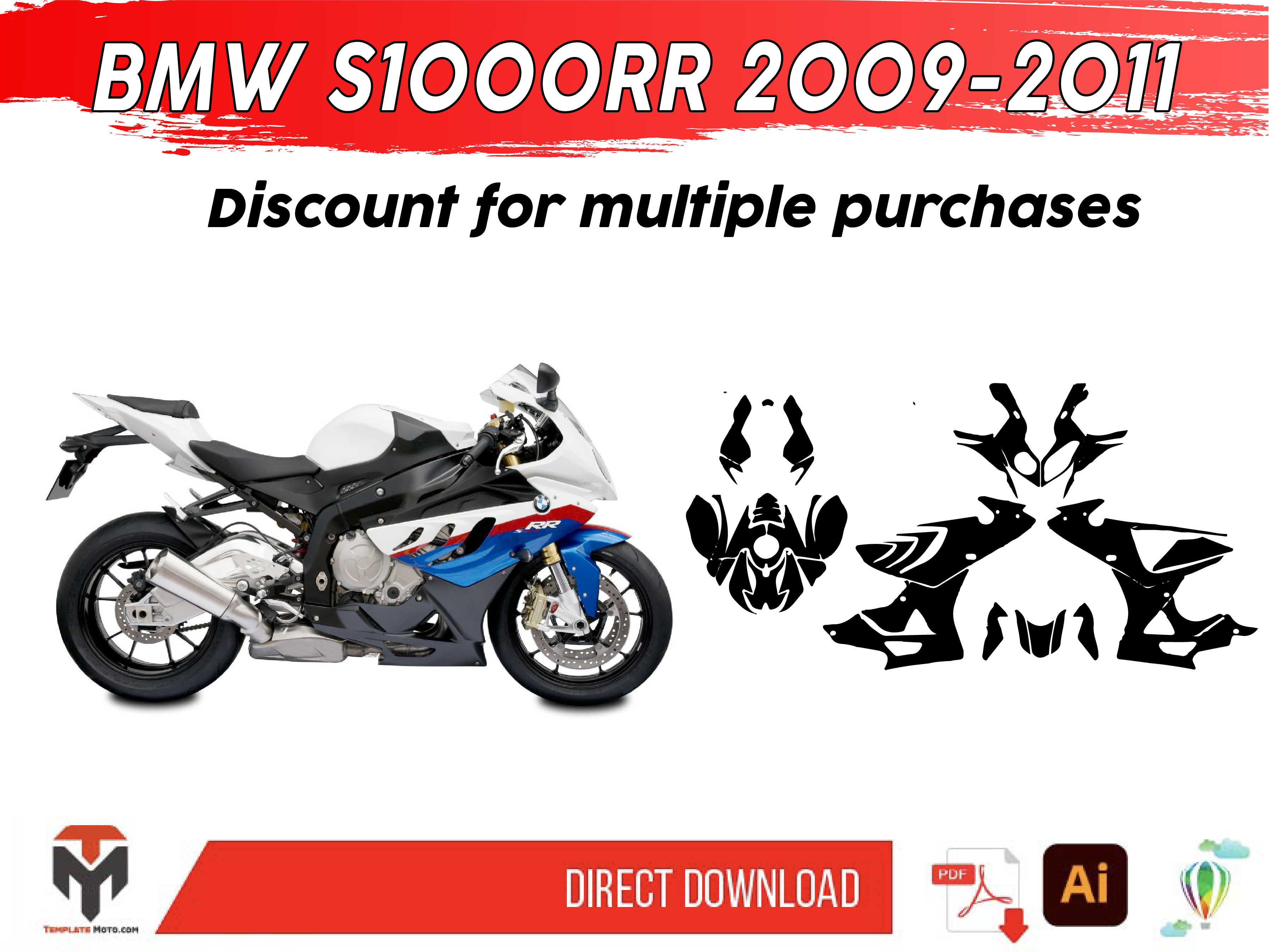 BMW S1000RR 2009-2011 template vector