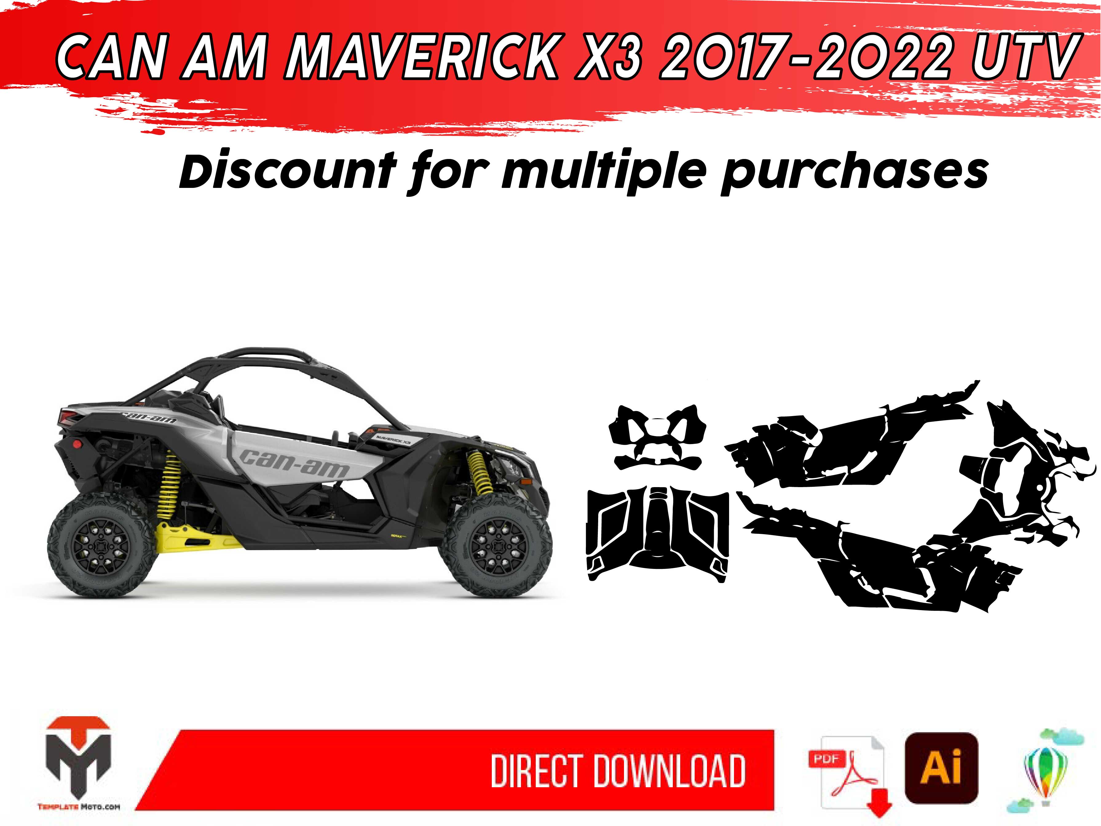 CAN AM MAVERICK X3 2017-2022 UTV Graphics Template Vector