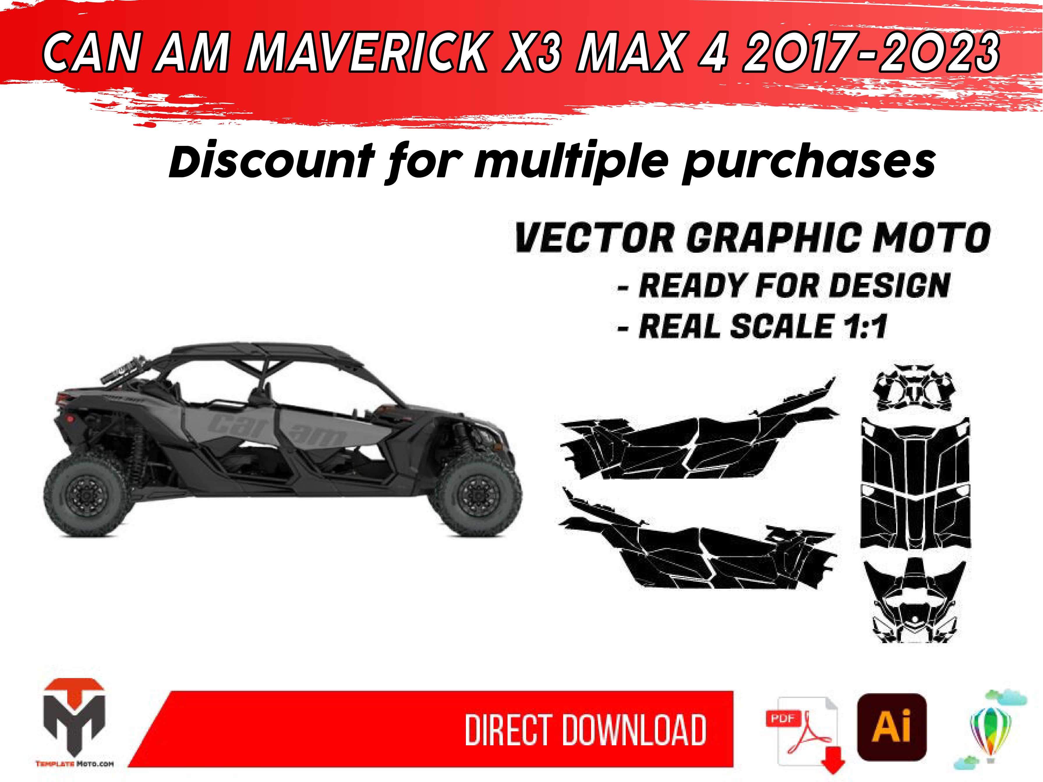 CAN AM MAVERICK X3 MAX 4 2017-2023 UTV Graphics Template Vector