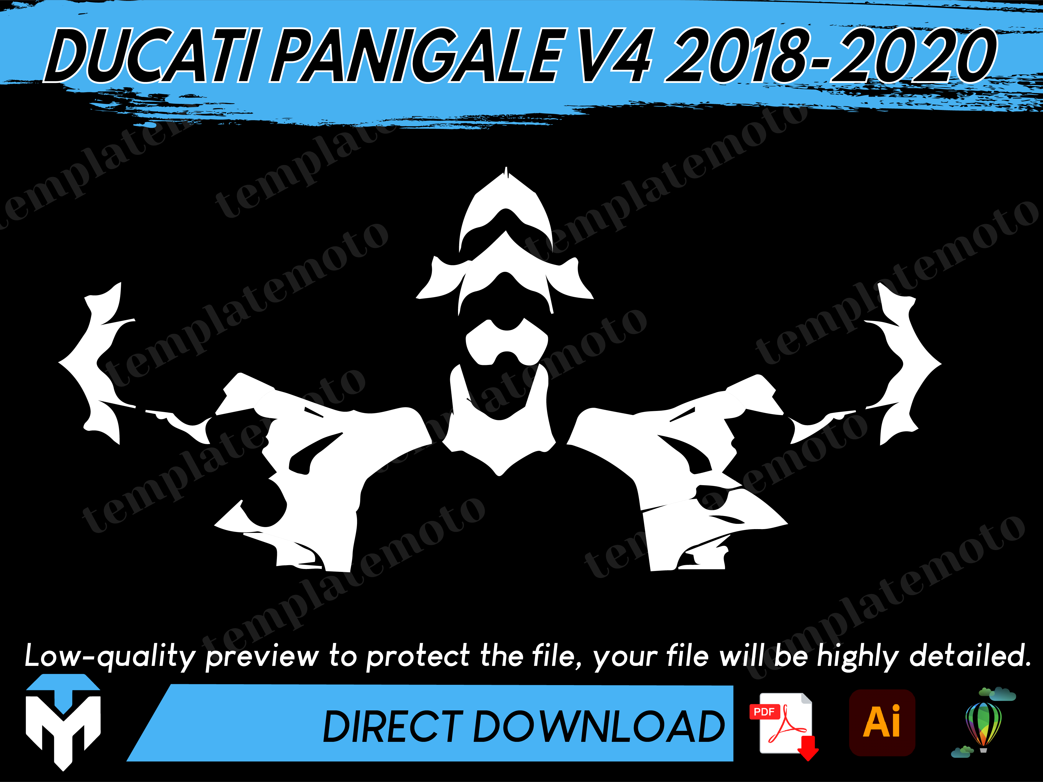 DUCATI PANIGALE V4 2018-2020 Sportbike Template Vector