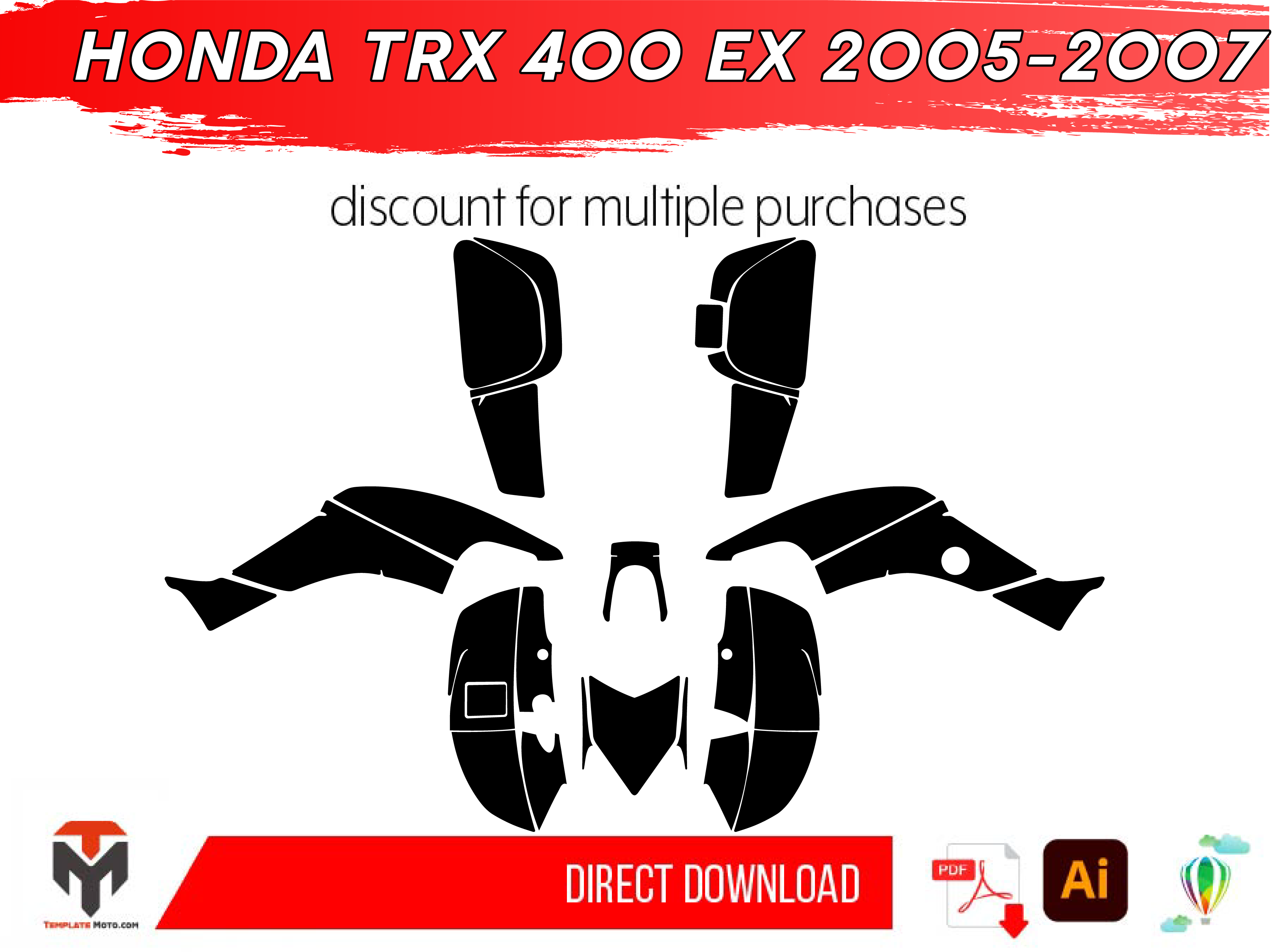 HONDA TRX 400 EX 2005-2007 ATV Vector Graphics Template