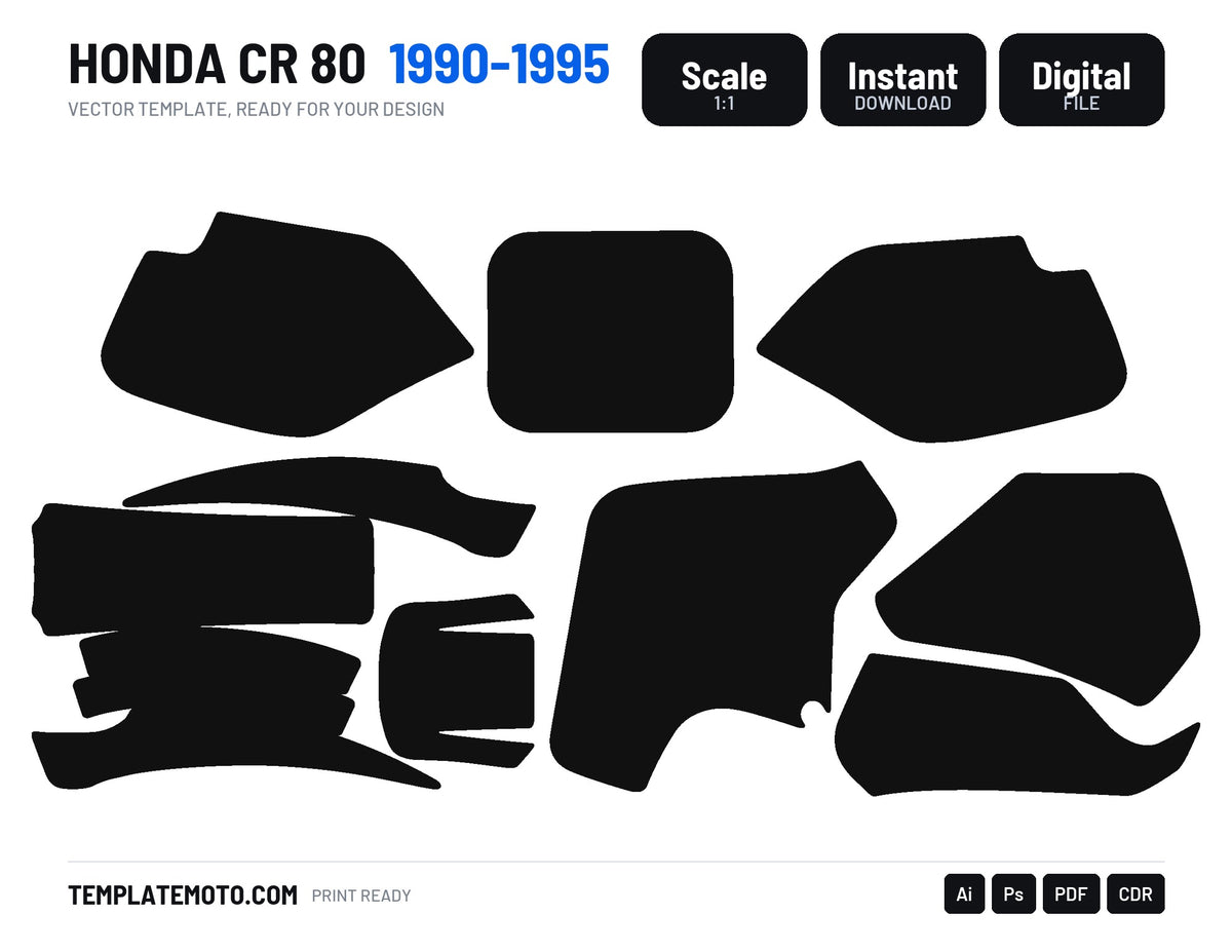 Honda CR 80 1990-1995 Template Graphics, scale 1:1 vector file