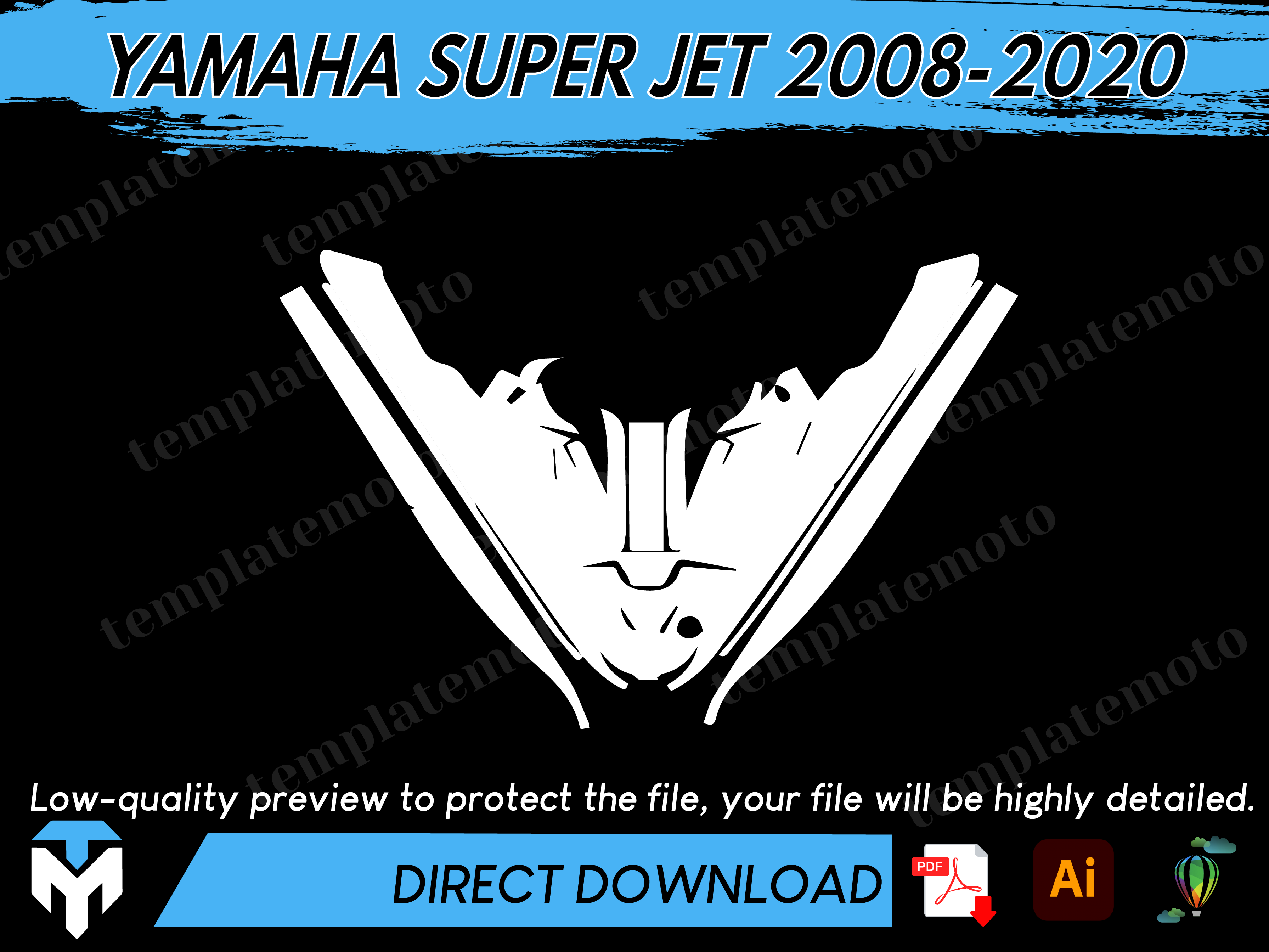 YAMAHA SUPERJET 2008-2020 Jetski Graphics Template Vector