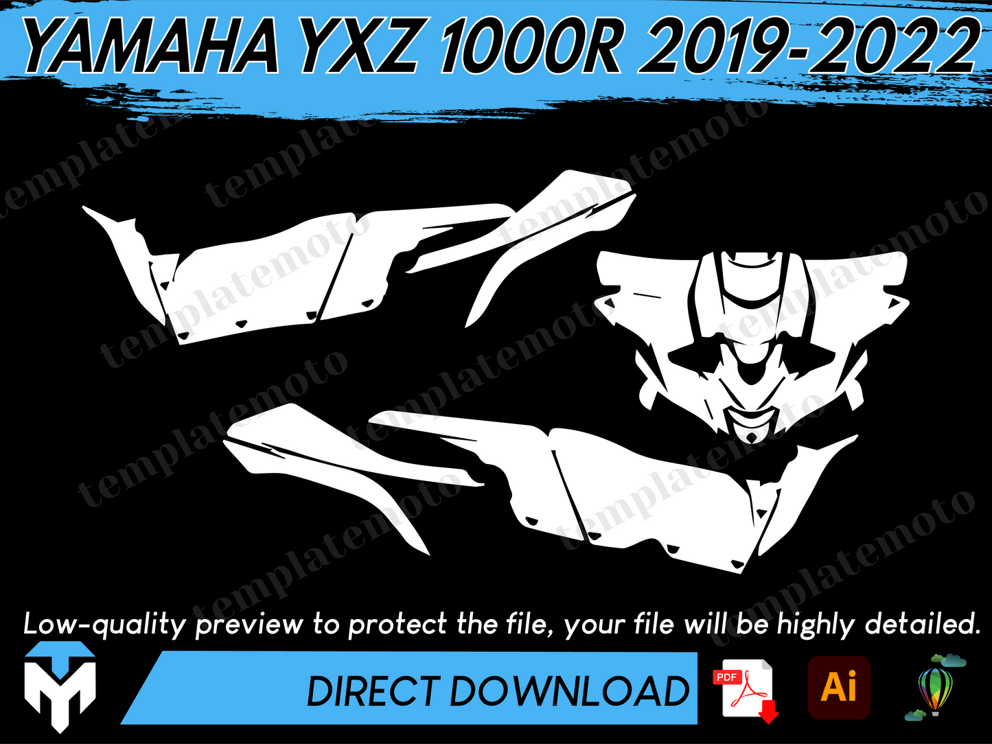 YAMAHA YXZ 1000R 2019-2022 UTV Graphics Template Vector