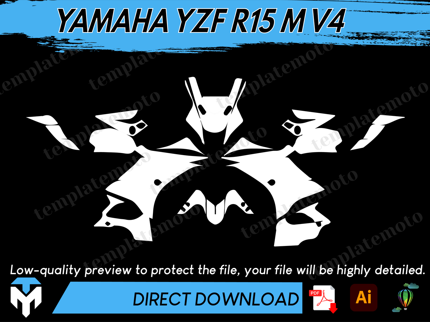 YAMAHA YZF R15 M V4 Graphics Template Vector
