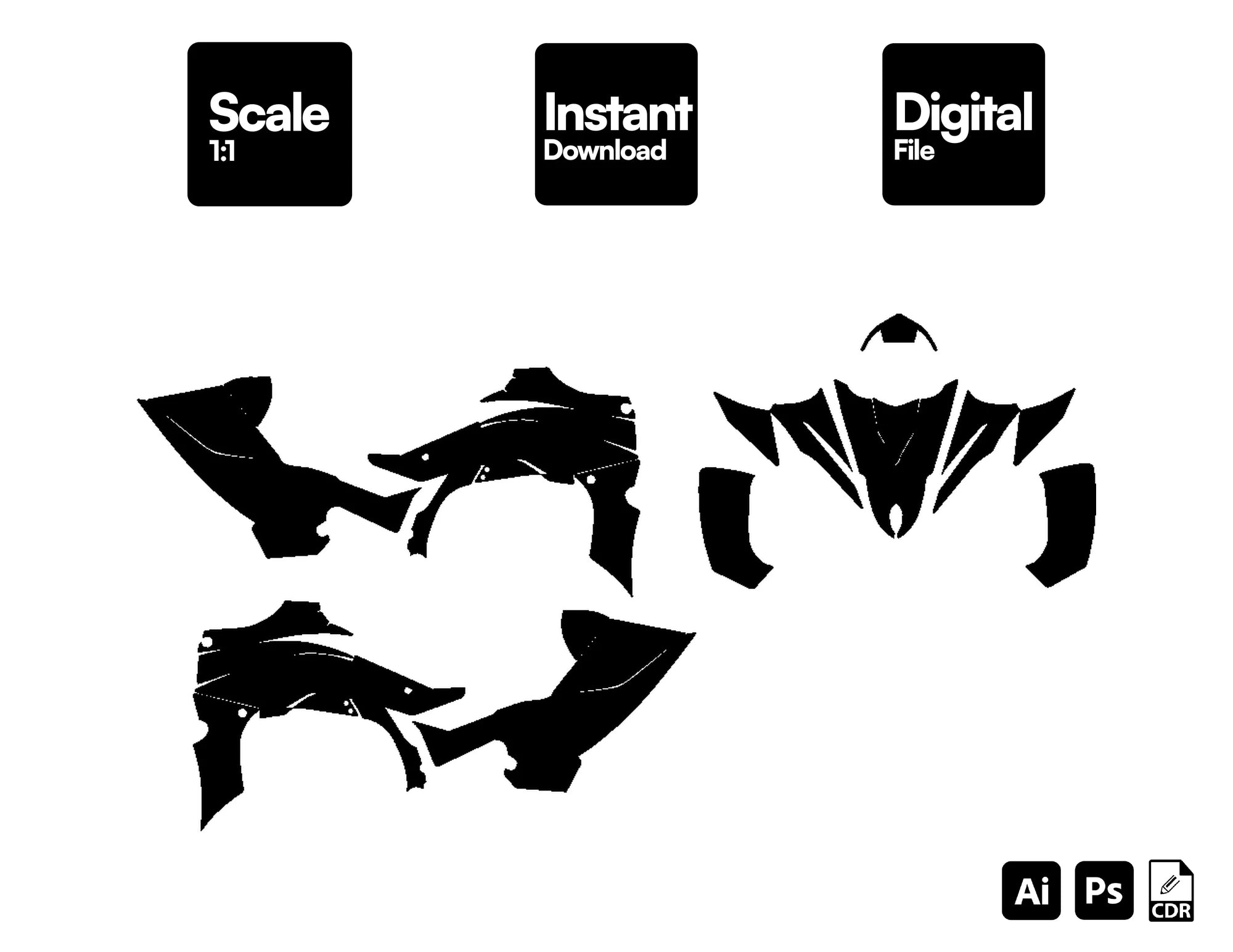 Yamaha YFZ-R 450 ATV Quad 2014 2015 2016 2017 2018 Graphics Template