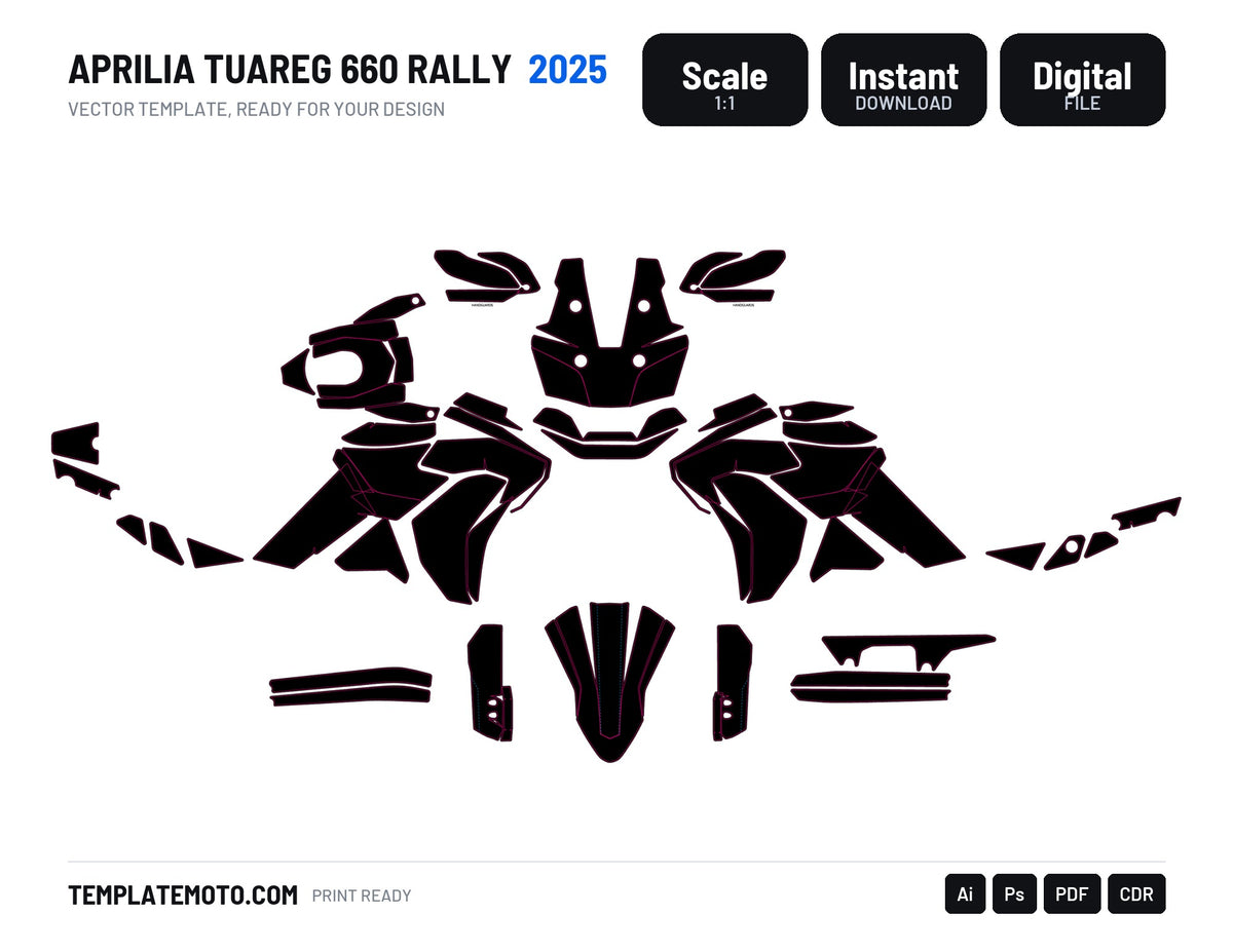 APRILIA TUAREG 660 RALLY 2025 Template Graphics Vector