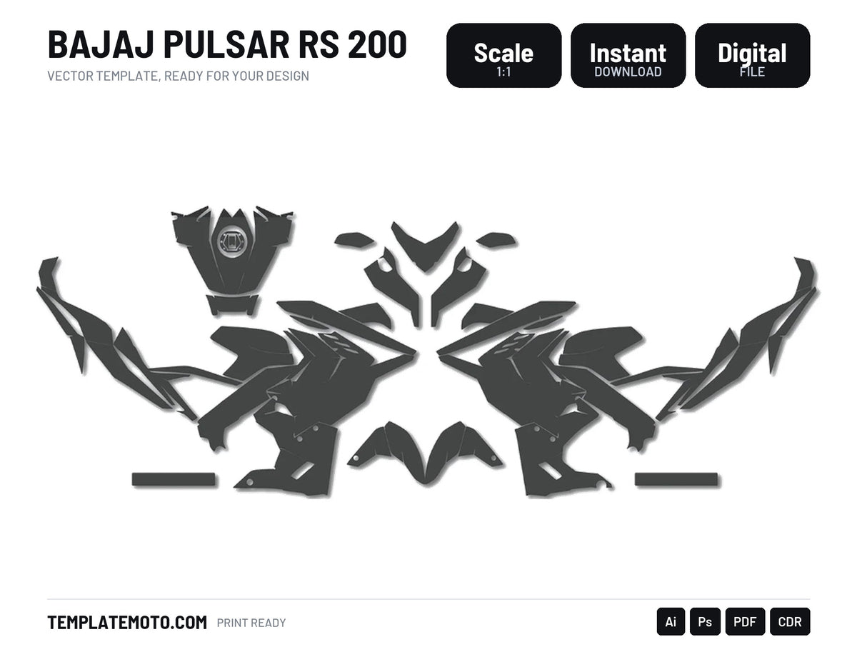 BAJAJ PULSAR RS 200 template vector graphics