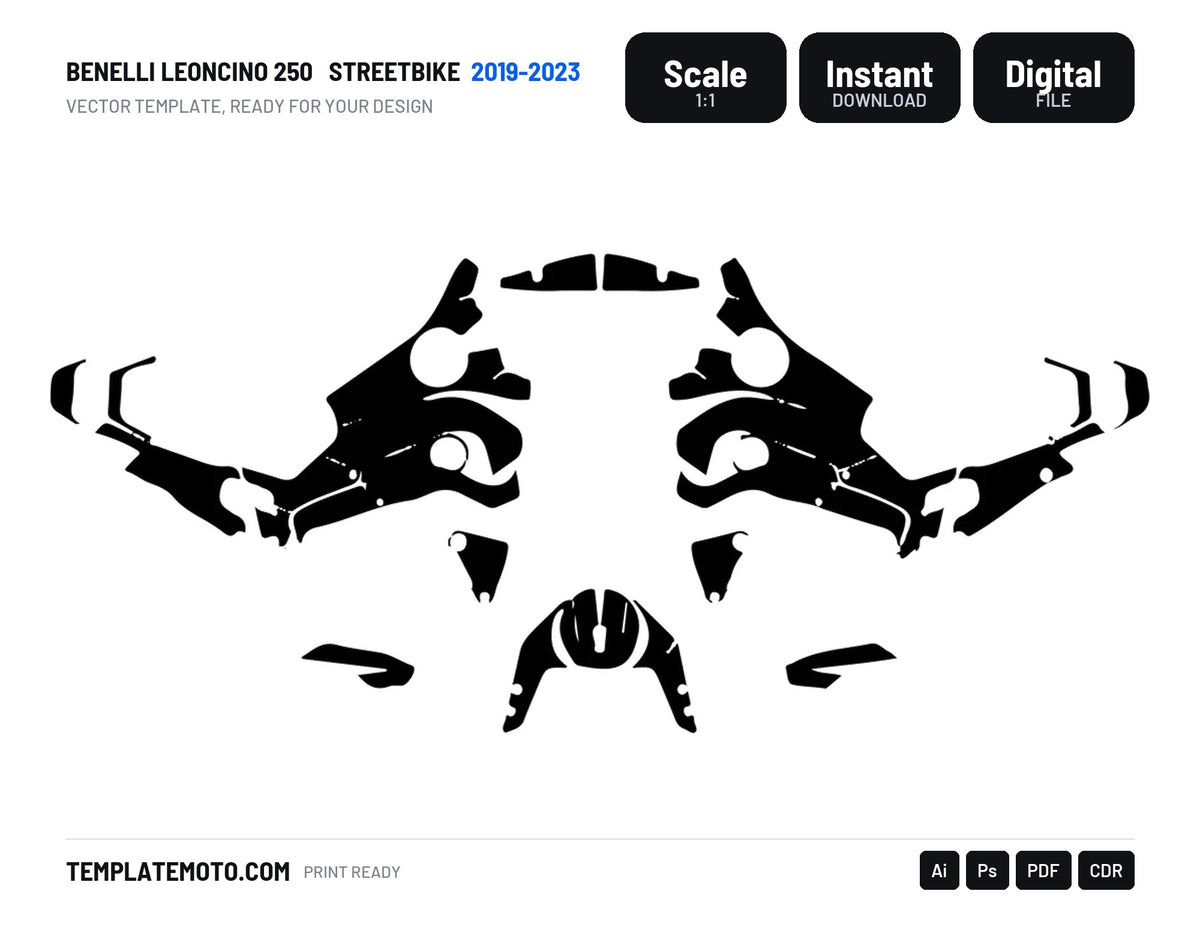 BENELLI LEONCINO 250 2019-2023 Streetbike Graphics Template Vector