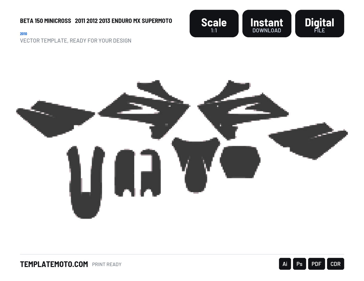 Beta 150 Minicross 2010 2011 2012 2013 ENDURO MX SUPERMOTO Graphics Template Vector