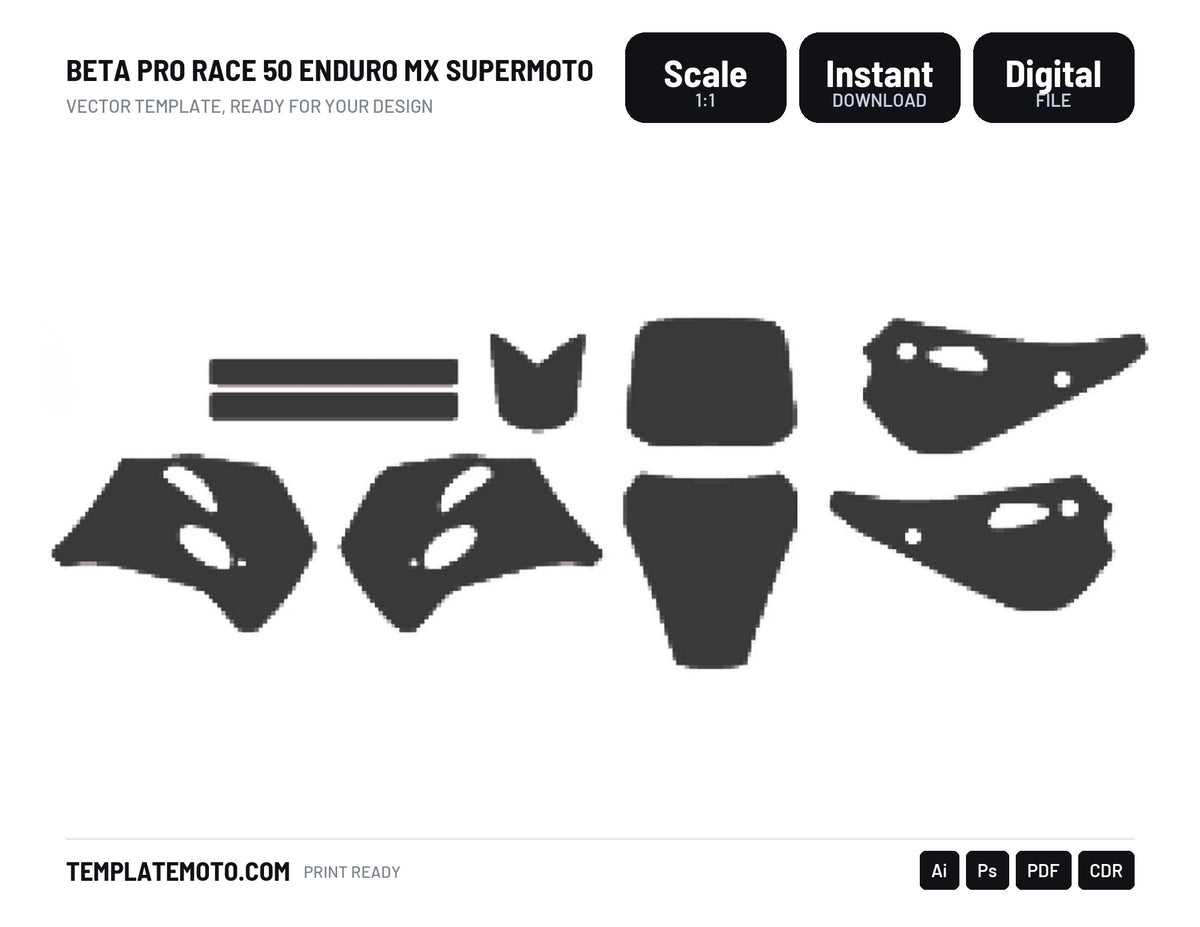 Beta Pro Race 50 ENDURO MX SUPERMOTO Graphics Template Vector