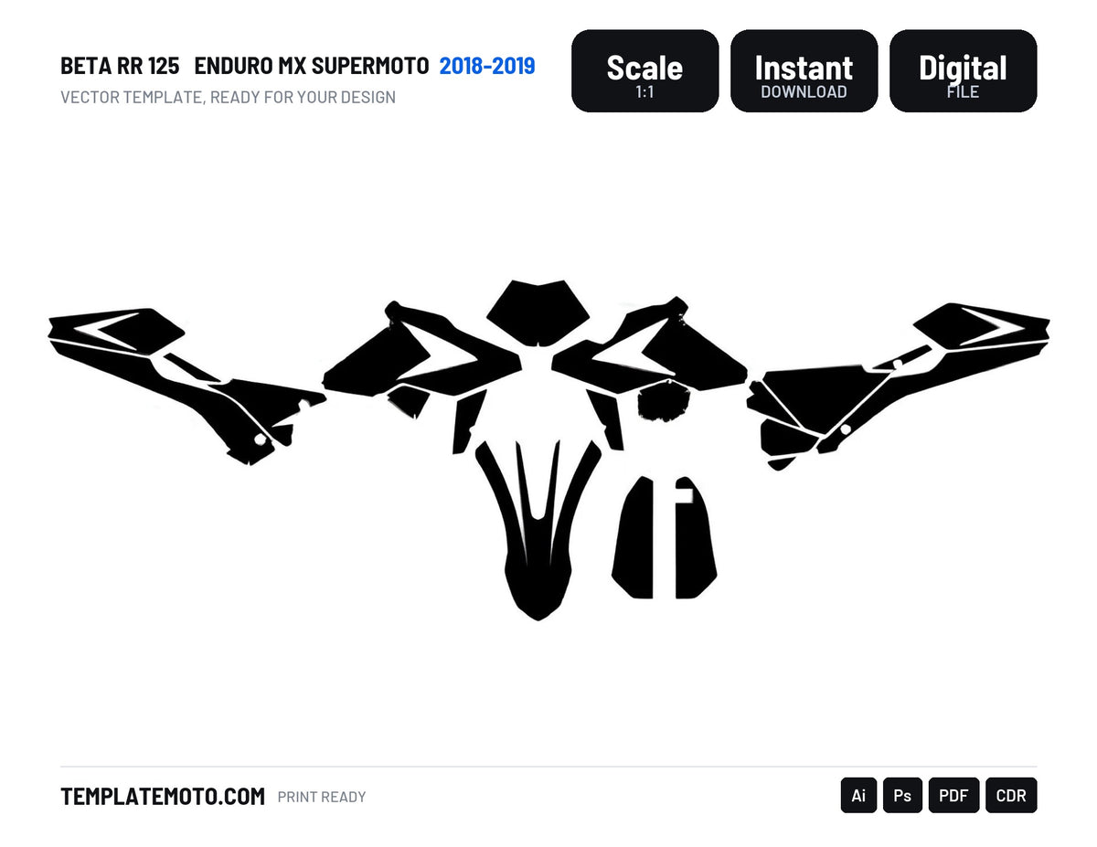 Beta RR 125 2018-2019 ENDURO MX SUPERMOTO Graphics Template Vector