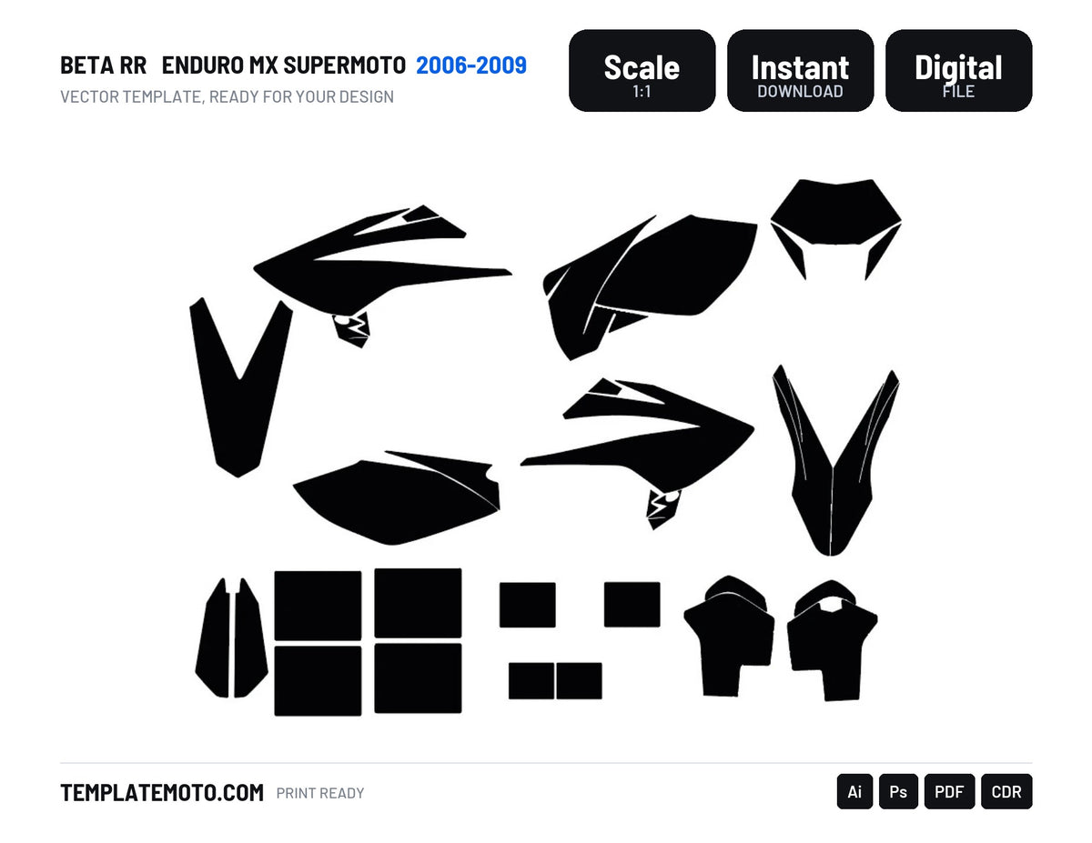 BETA RR 2006-2009 ENDURO MX SUPERMOTO Graphics Template Vector