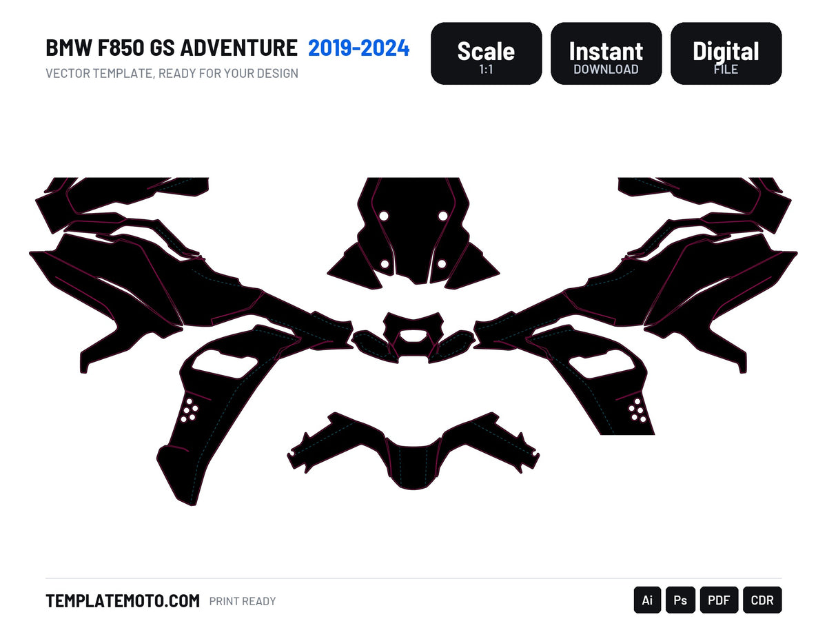 BMW F850 GS ADVENTURE 2019-2024 Template vector graphics