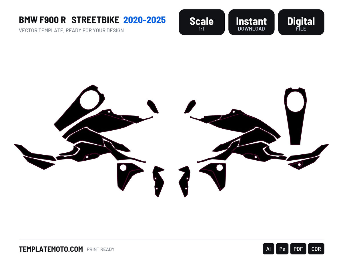 BMW F900 R 2020-2025 Streetbike Template Graphics Vector