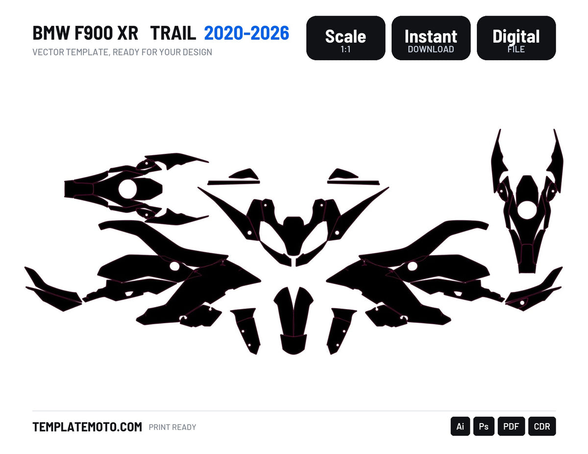 BMW F900 XR 2020-2026 Trail Template Graphics Vector