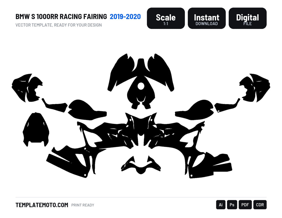 BMW S 1000RR RACING FAIRING 2019-2020 template vector graphics