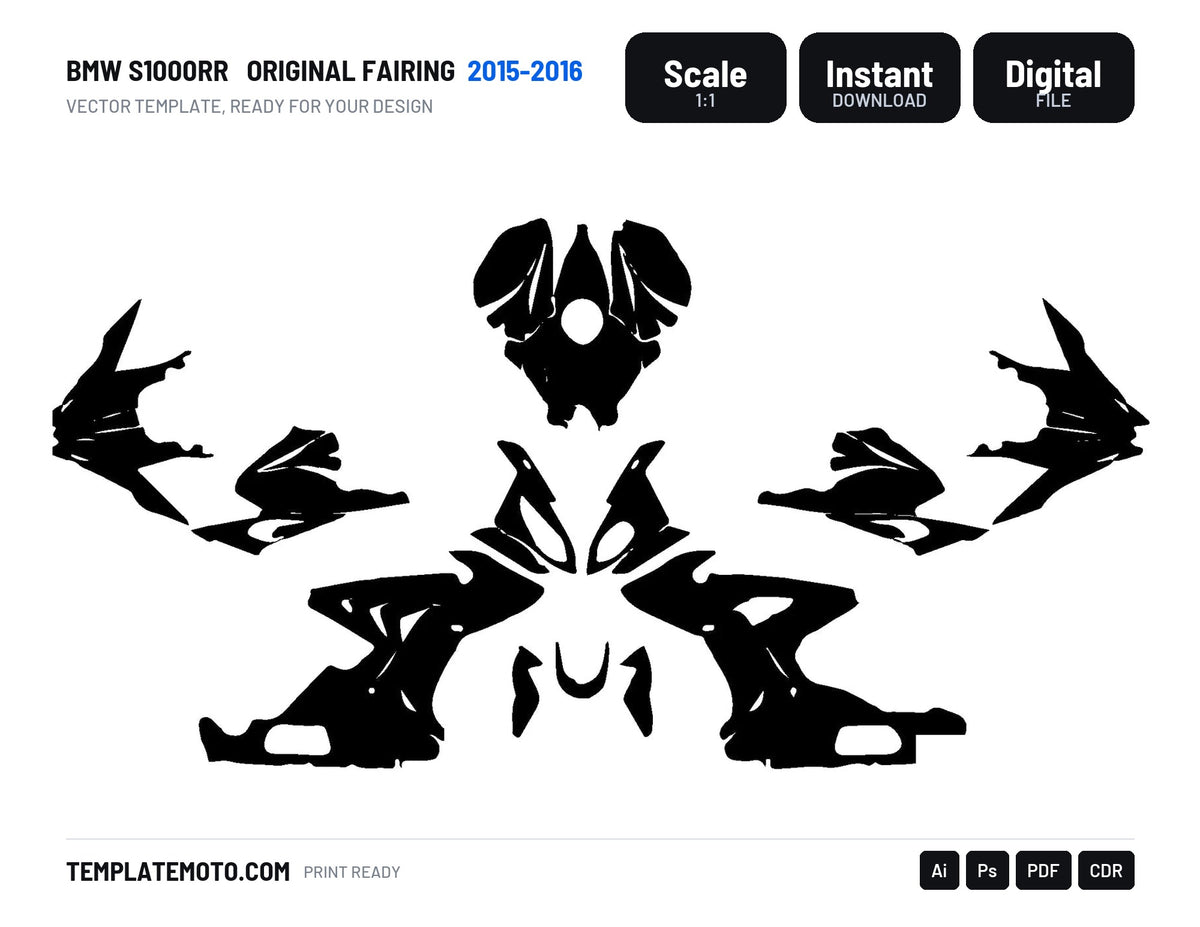 BMW S1000RR 2015-2016 Original Fairing Template Vector Graphics