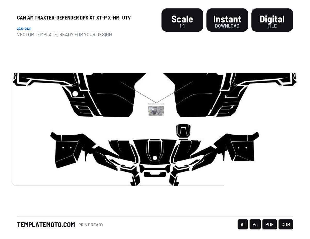CAN AM TRAXTER-DEFENDER DPS XT XT-P X-MR 2020-2024 UTV Graphics Template Vector