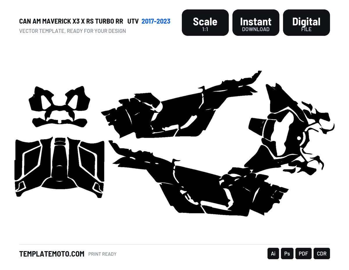 CAN AM MAVERICK X3 X RS TURBO RR 2017-2023 UTV Graphics Template Vector
