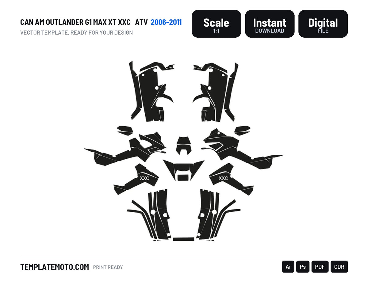 CAN AM OUTLANDER G1 MAX XT XXC 2006-2011 ATV Graphics Template Vector