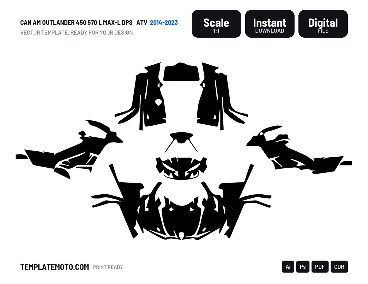 CAN AM OUTLANDER 450 570 L MAX-L DPS 2014-2023 ATV Graphics Template Vector
