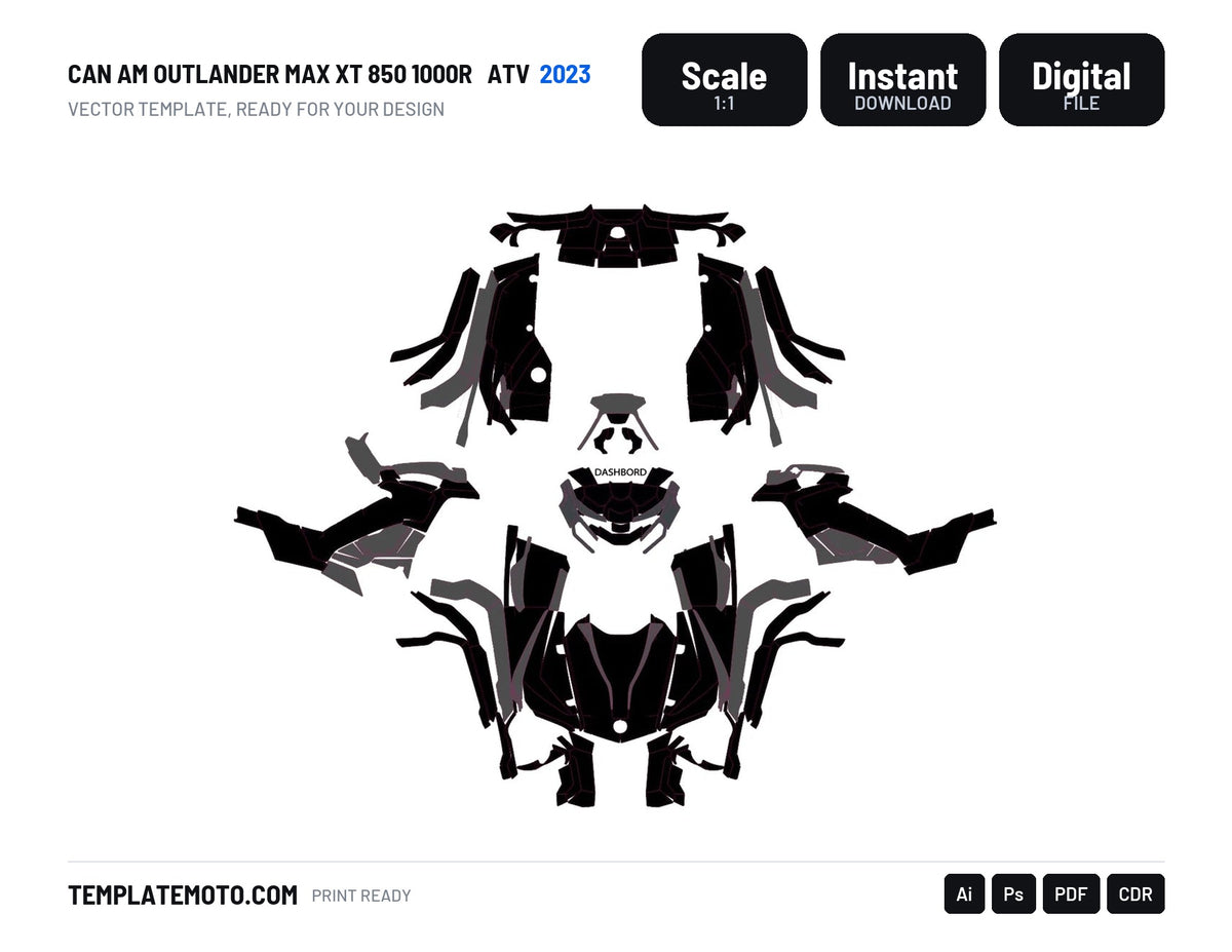 CAN AM OUTLANDER MAX XT 850 1000R 2023 ATV Graphics Template Vector