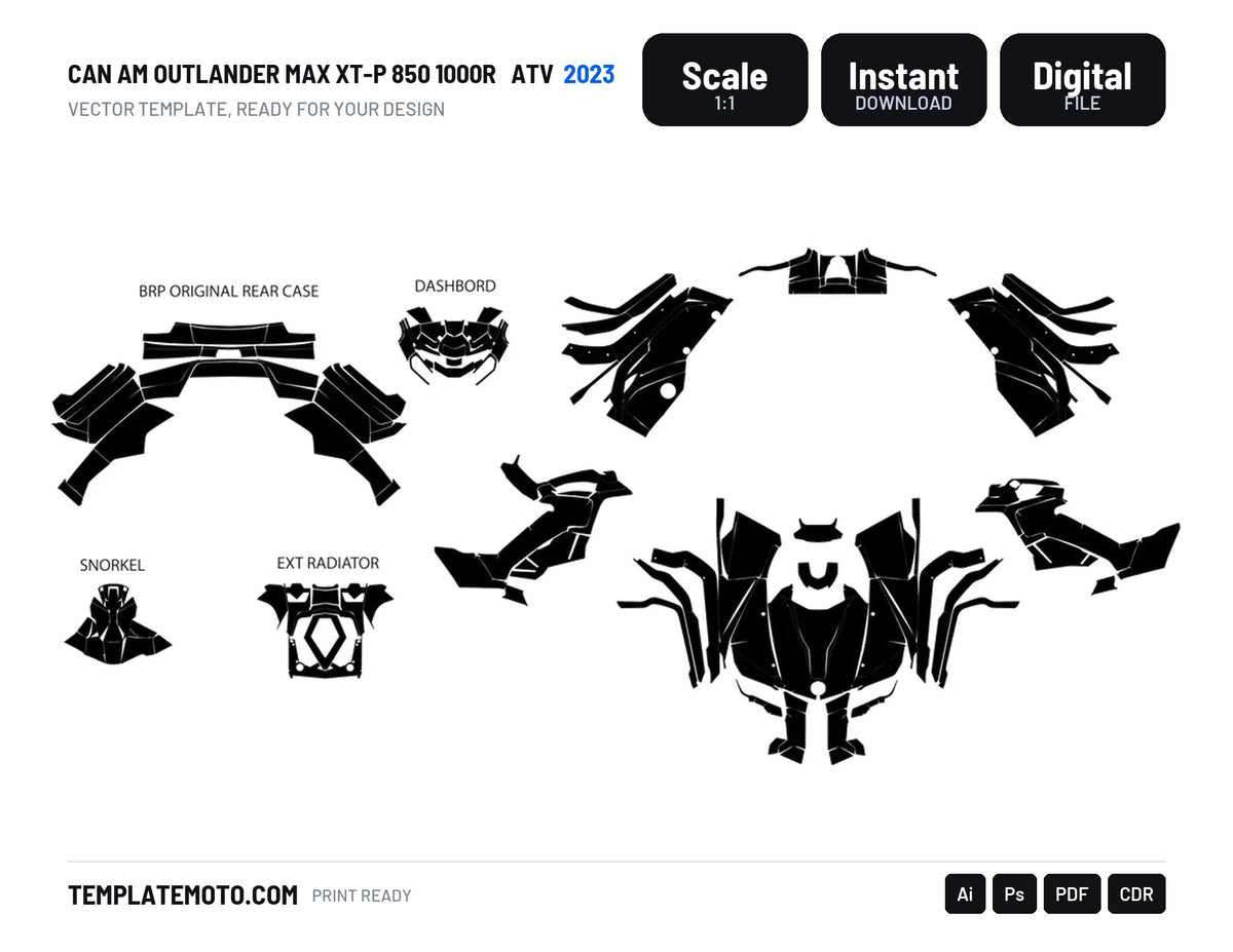 CAN AM OUTLANDER MAX XT-P 850 1000R 2023 ATV Graphics Template Vector