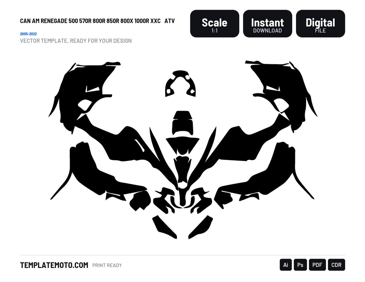 CAN AM RENEGADE 500 570R 800R 850R 800X 1000R XXC 2005-2022 ATV Graphics Template Vector