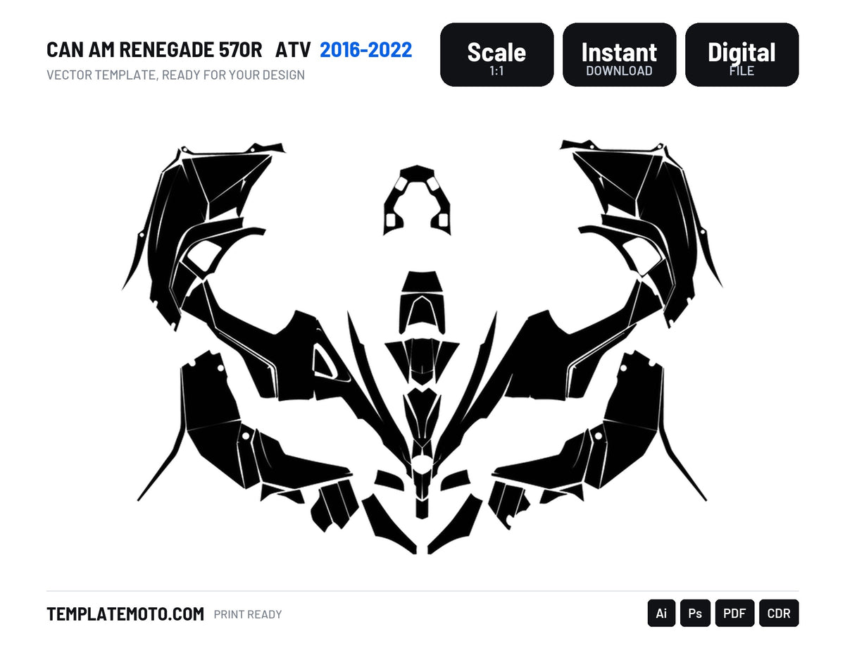 CAN AM RENEGADE 570R 2016-2022 ATV Graphics Template Vector