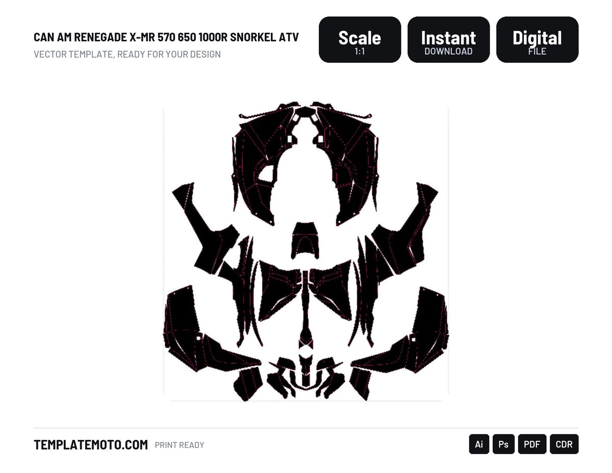 CAN AM RENEGADE X-MR 570 650 1000R SNORKEL ATV Graphics Template Vector