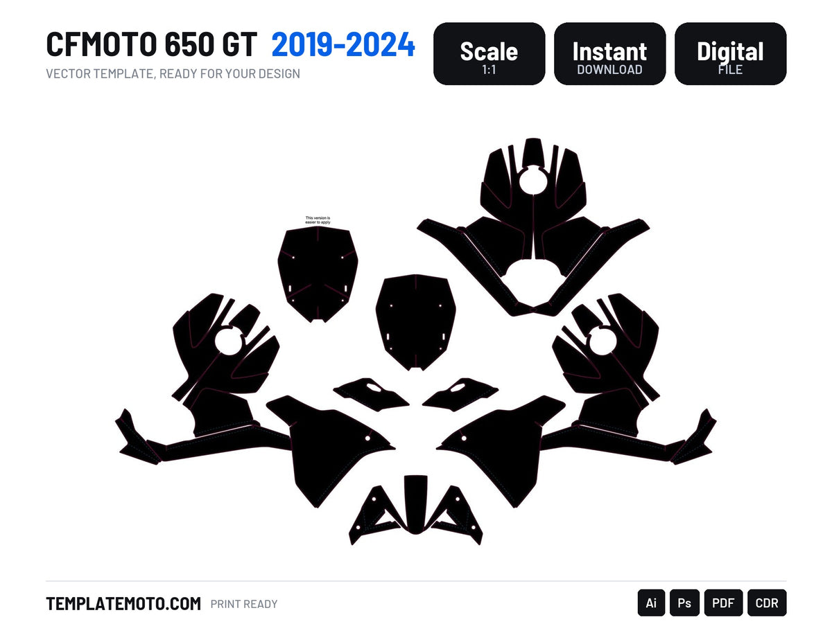 CFMoto 650 GT 2019-2024 Template Graphics Vector