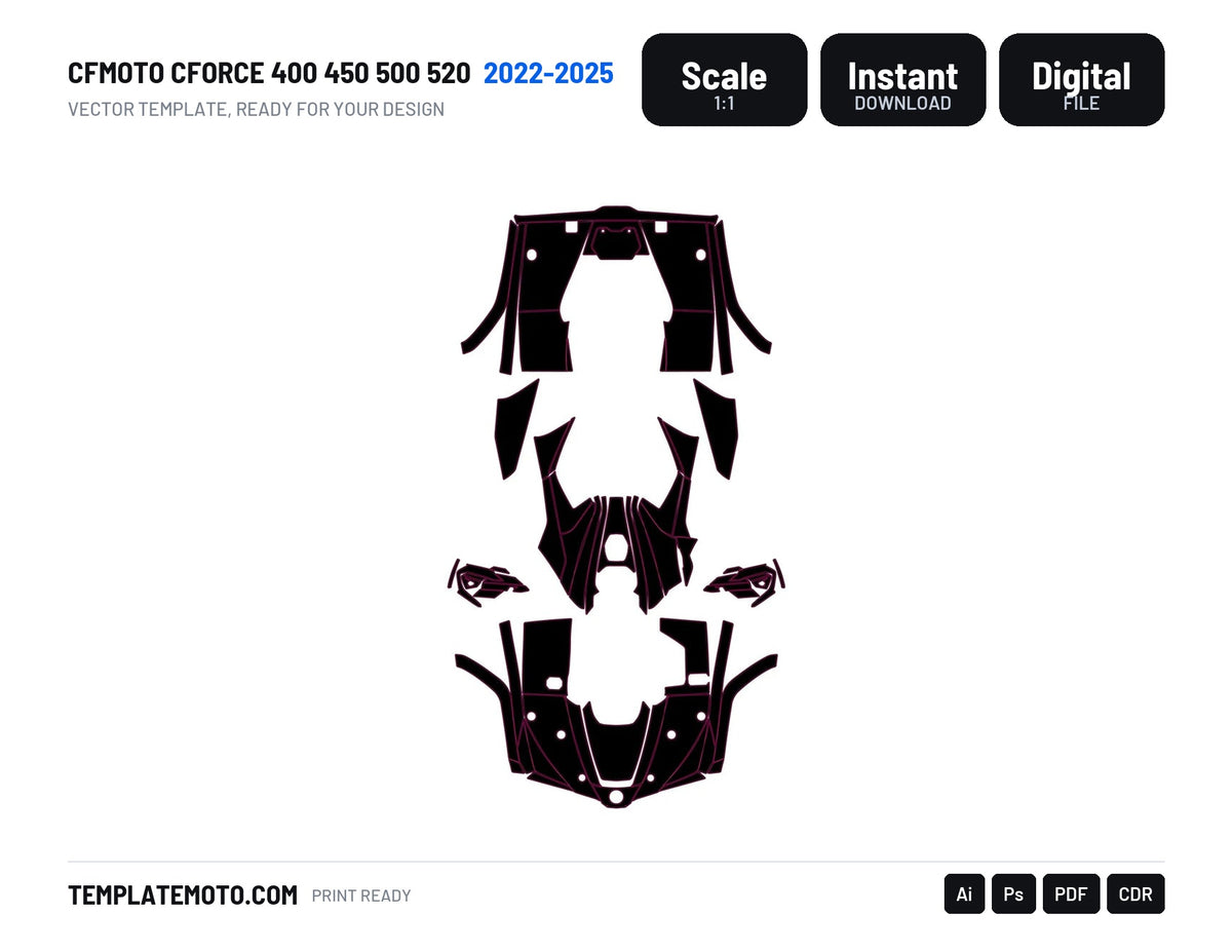 CFMOTO CFORCE 400 450 500 520 2022-2025 Template vector graphics