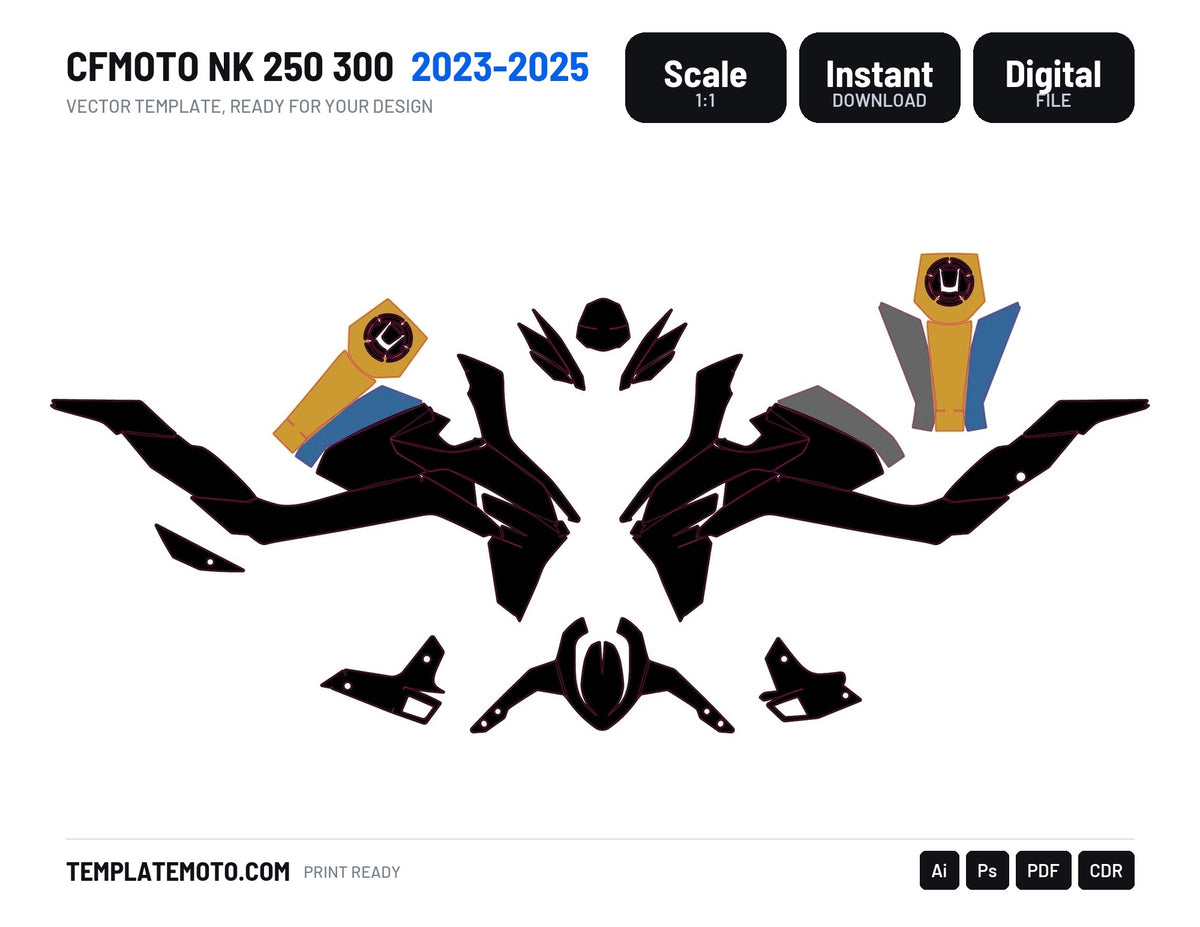 CFMoto NK 250 300 2023-2025 Template Graphics Vector