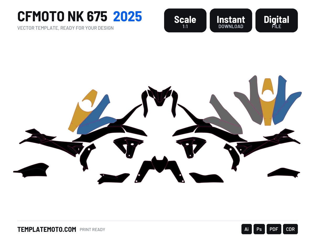 CFMoto NK 675 2025 Template Graphics Vector