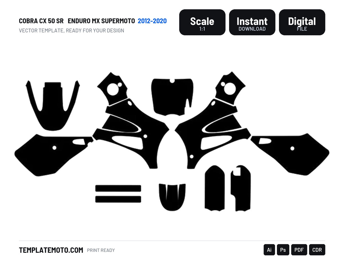 COBRA CX 50 SR 2012-2020 ENDURO MX SUPERMOTO Graphics Template Vector
