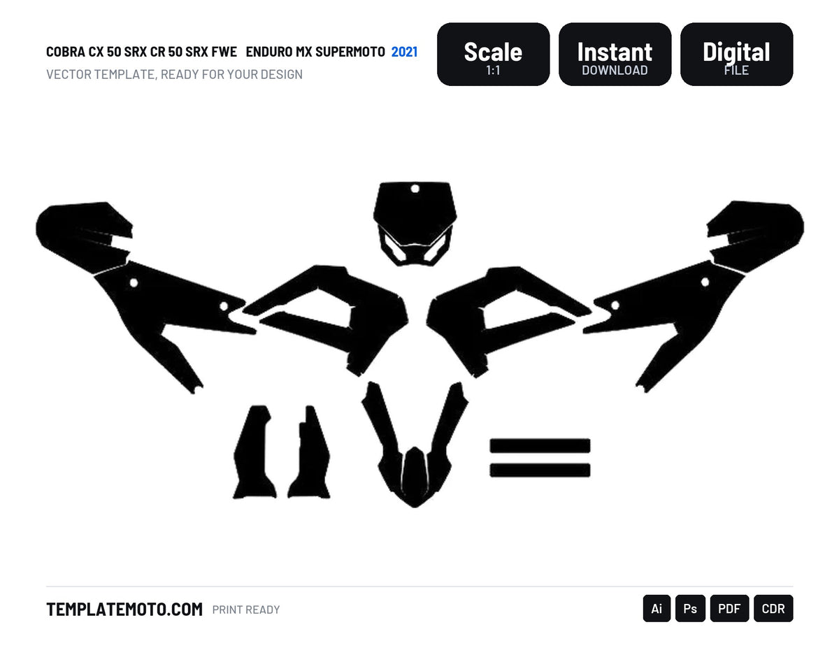 COBRA CX 50 SRX CR 50 SRX FWE 2021 ENDURO MX SUPERMOTO Graphics Template Vector