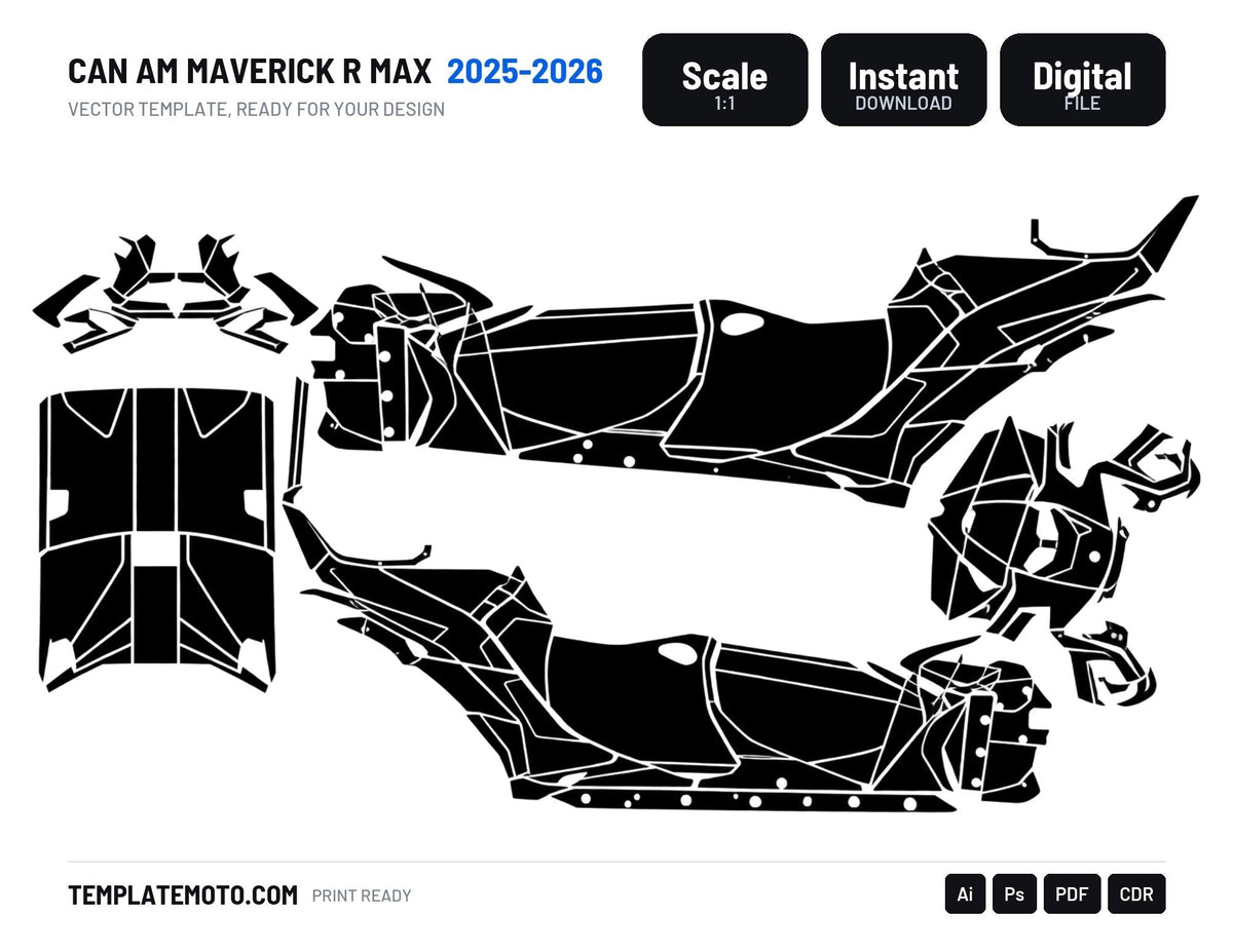CAN AM MAVERICK R MAX 2025-2026 Graphics Template Vector